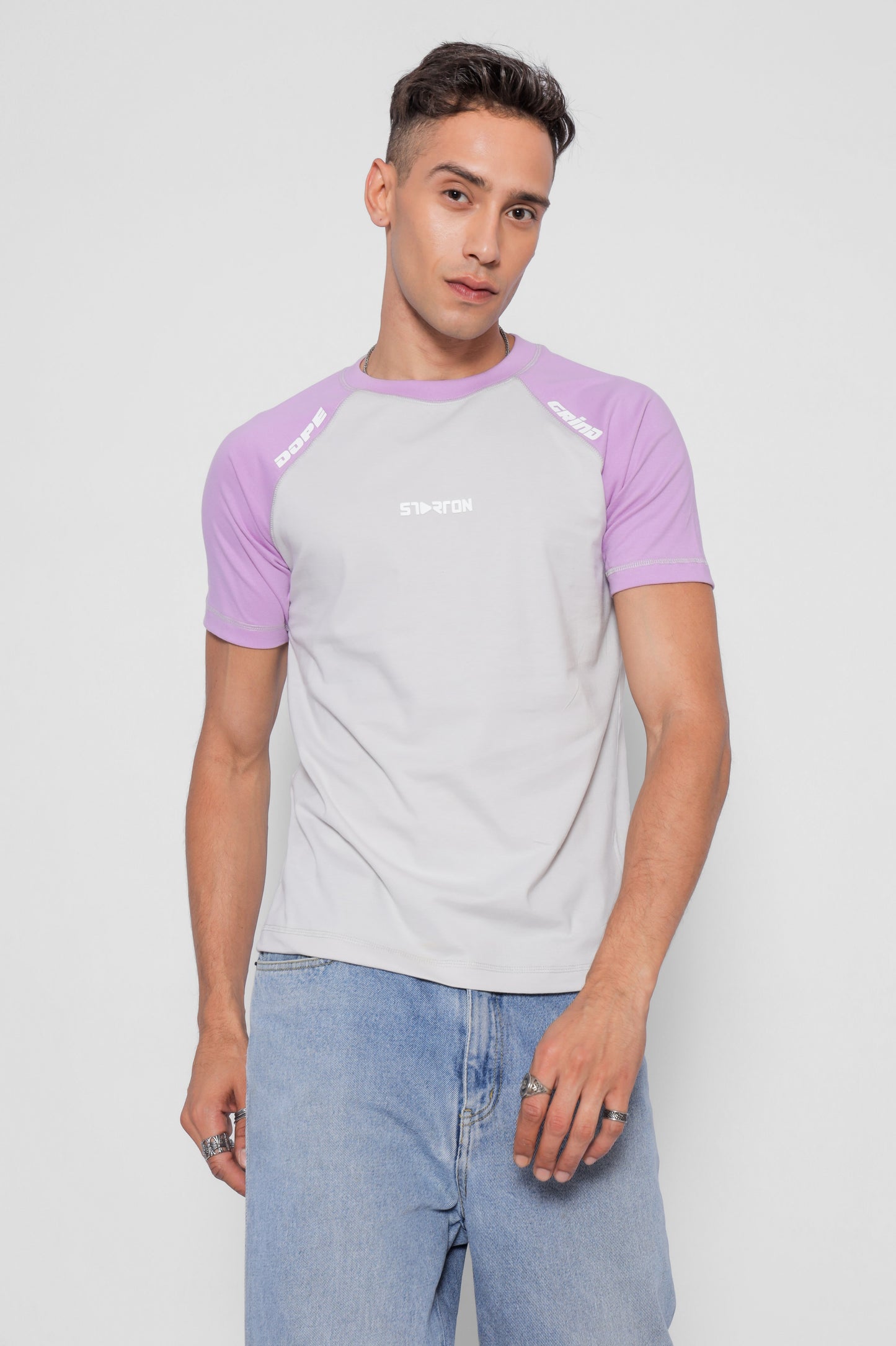 Starton Apparel Men's Smart Slim Fit T-Shirt Light Grey Lavender 3D Print (STM-021)