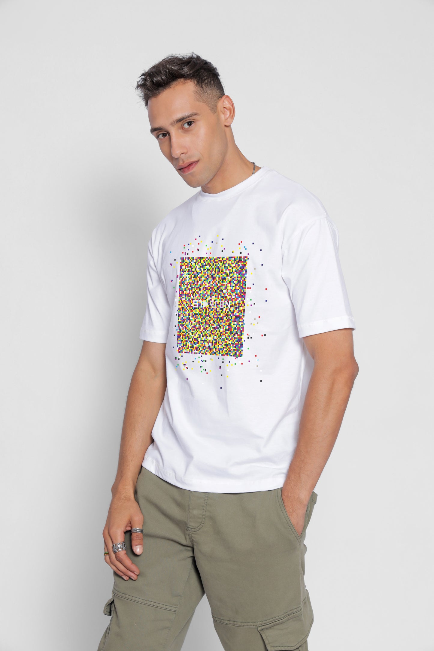 Starton Apparel Cotton Drop Shoulder Oversized T-Shirt Front Printed White