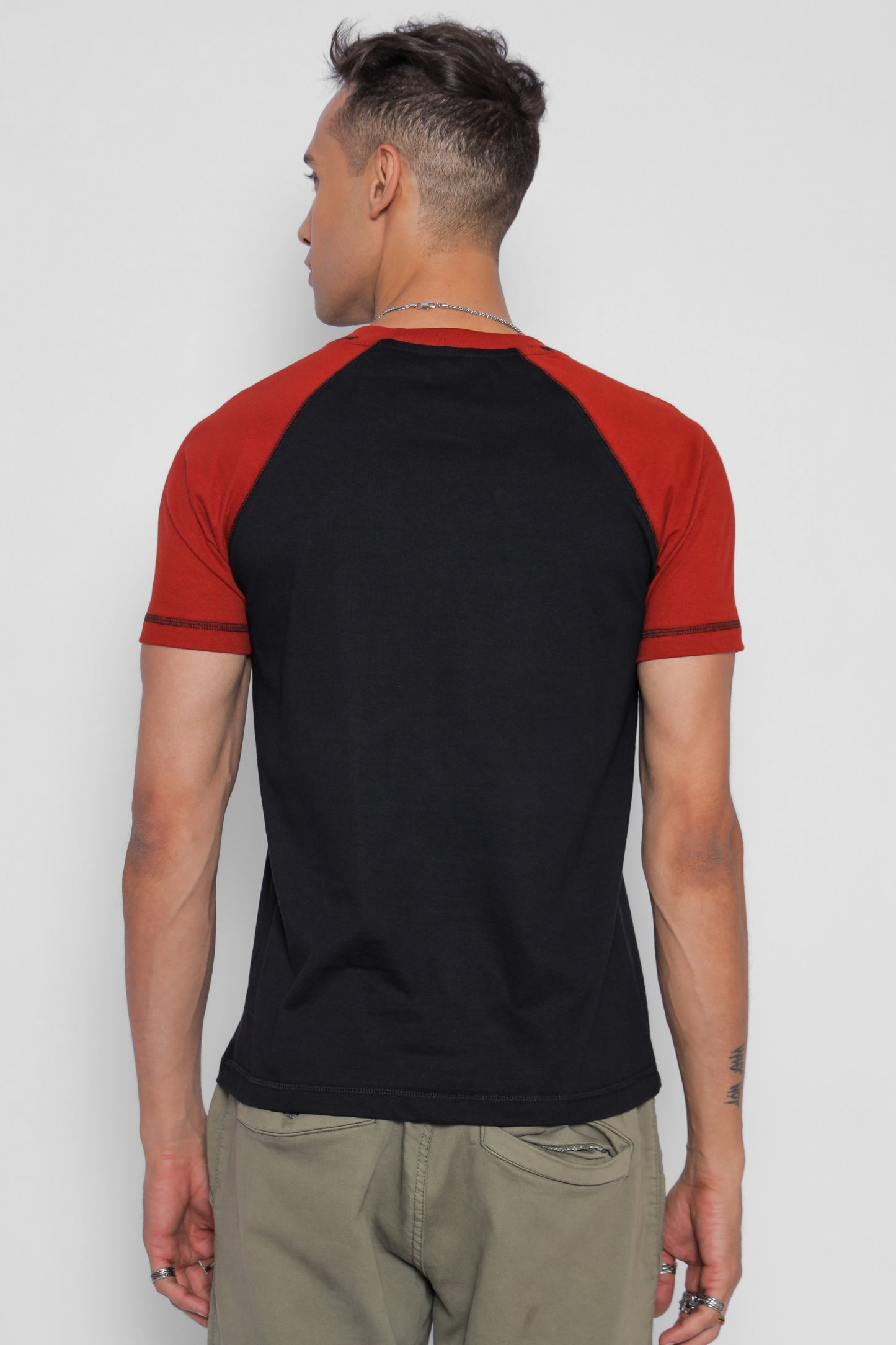 Starton Apparel Men's Raglan Sleeve T-Shirt Combed Cotton Black Red 3D Print