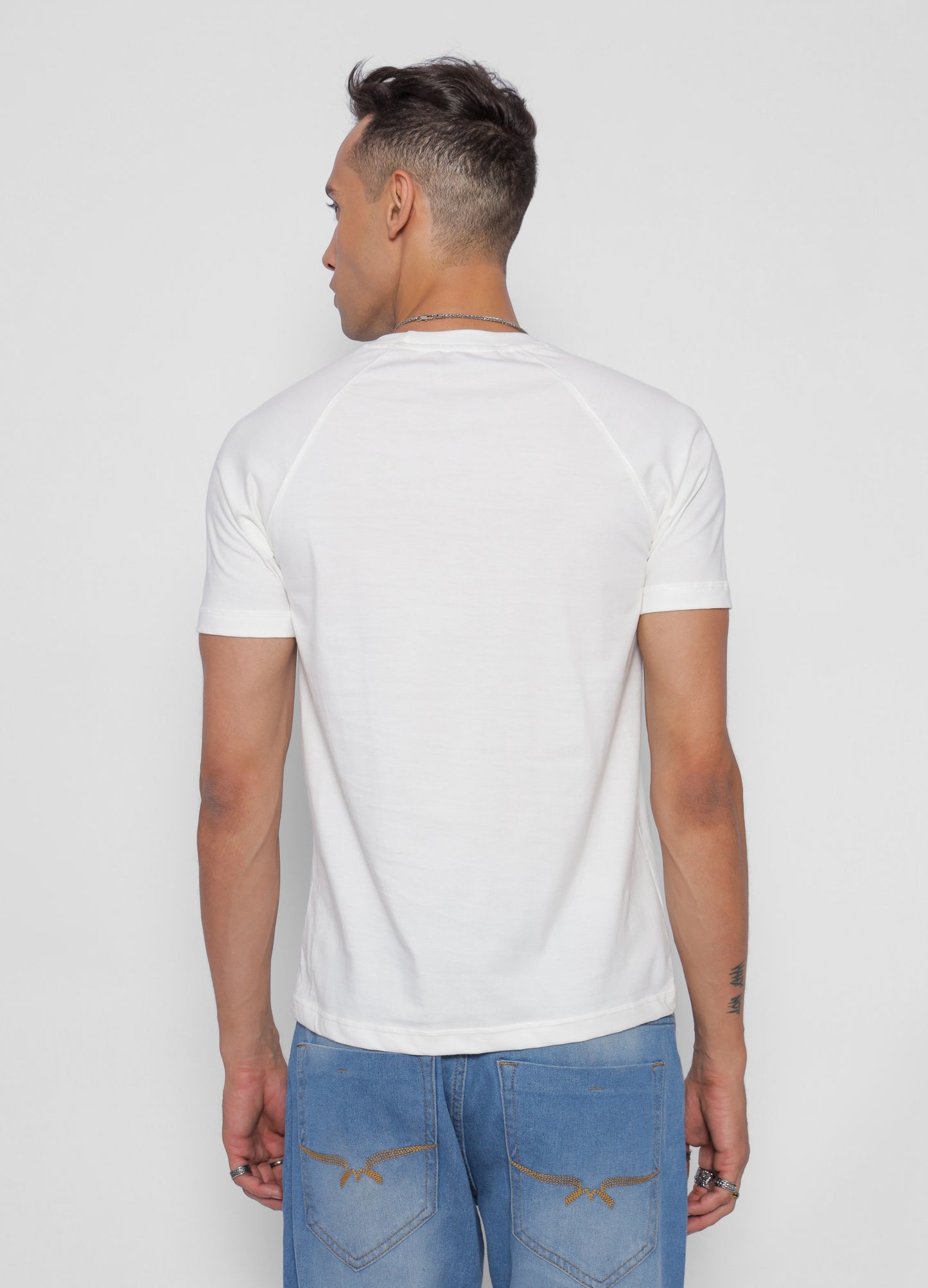 Starton Apparel Men's Round Neck Raglan Sleeve T-Shirt Combed Cotton (STM-004 Off-White)