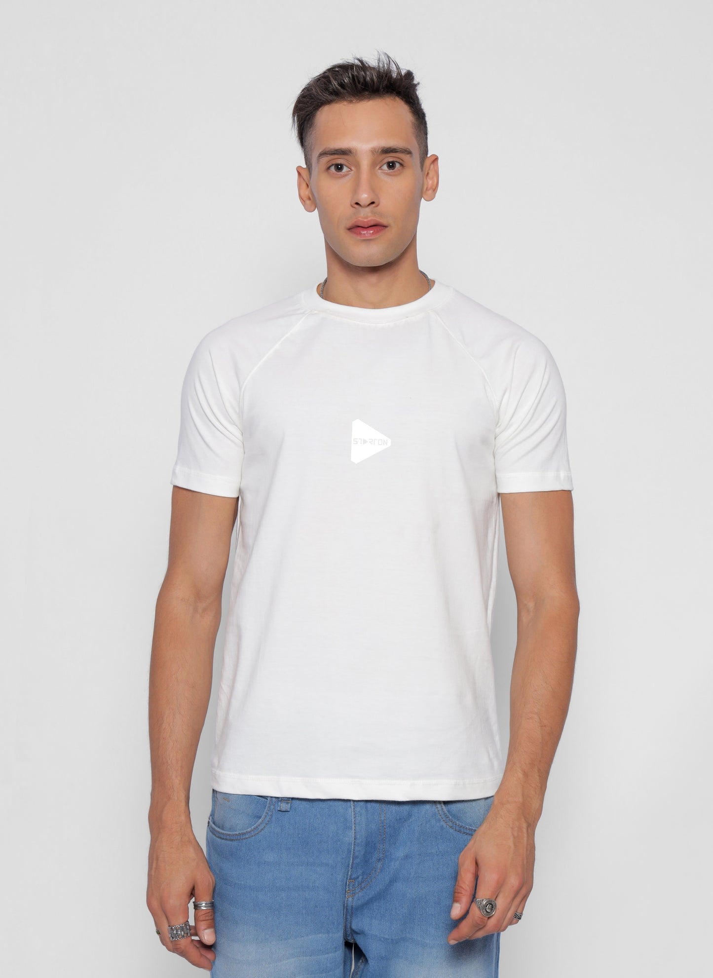 Starton Apparel Men's Round Neck Raglan Sleeve T-Shirt Combed Cotton (STM-004 Off-White)