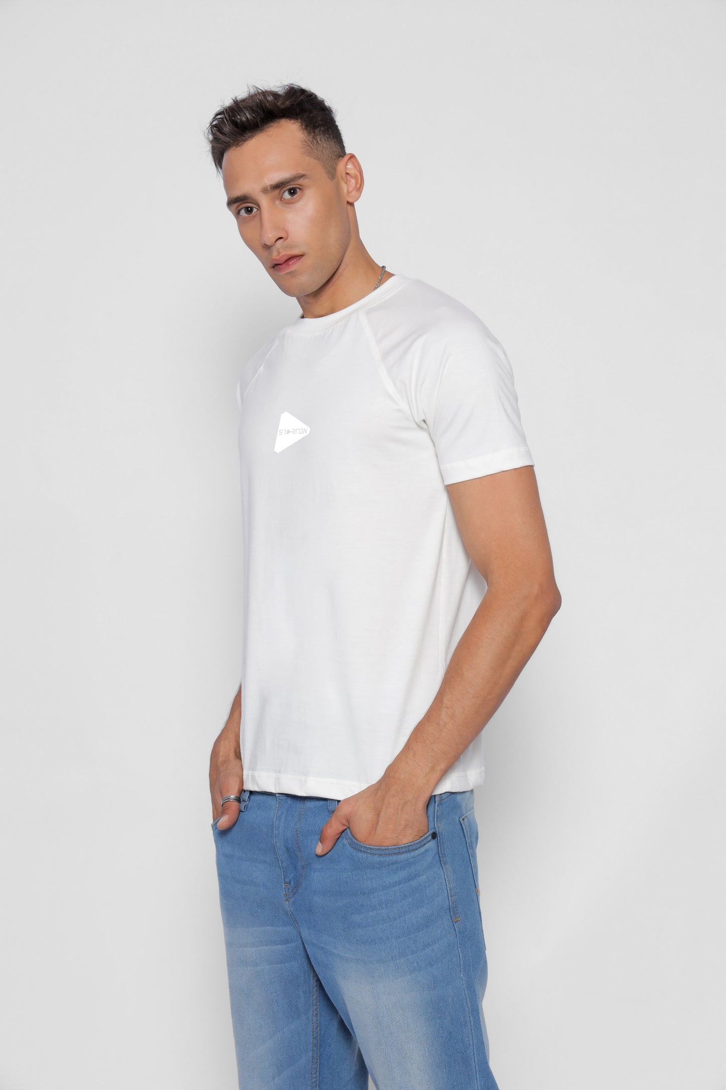 Starton Apparel Men's Round Neck Raglan Sleeve T-Shirt Combed Cotton (STM-004 Off-White)