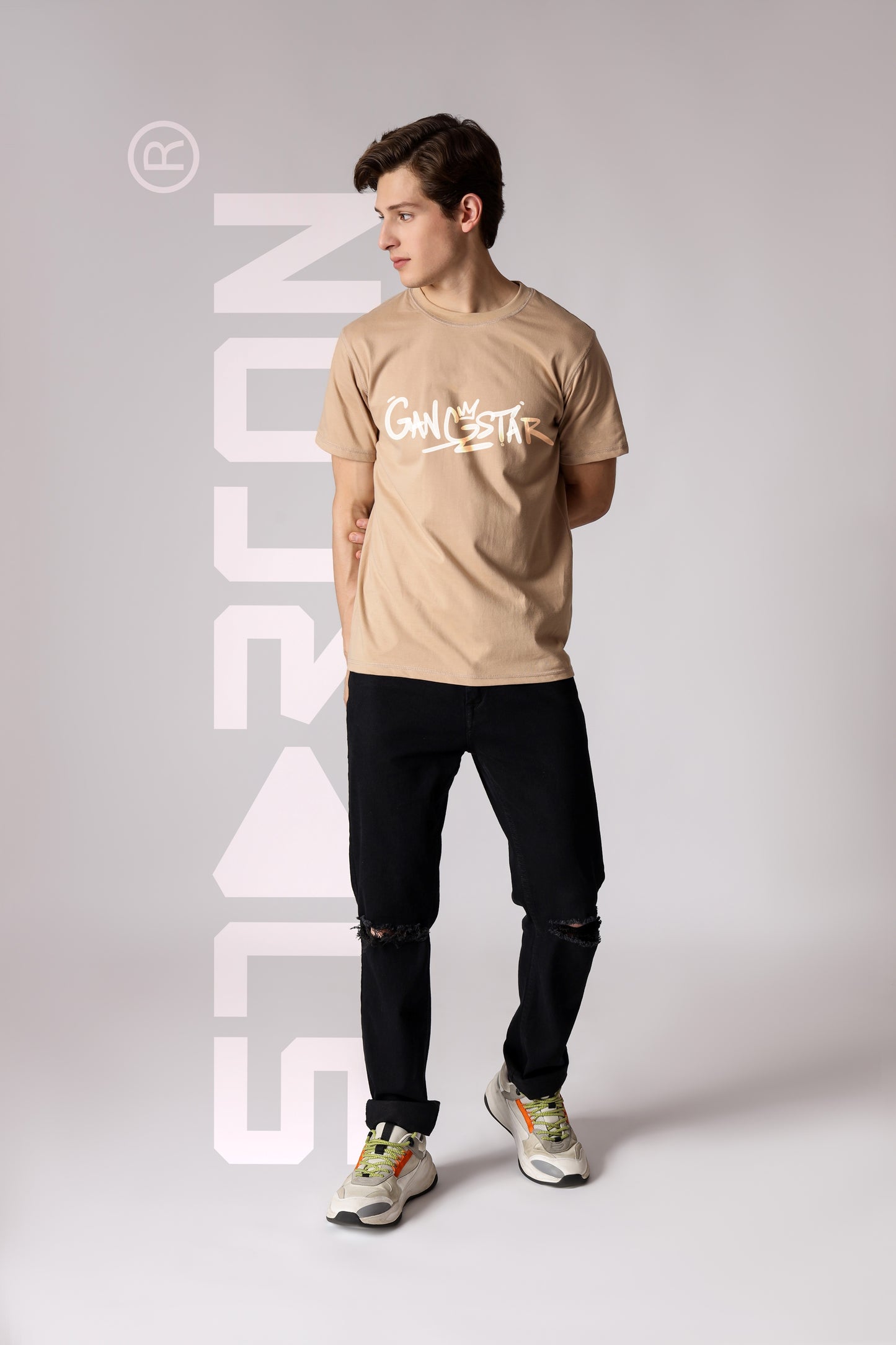 Starton Apparel Men's Pure Cotton Regular Fit Beige T-Shirt