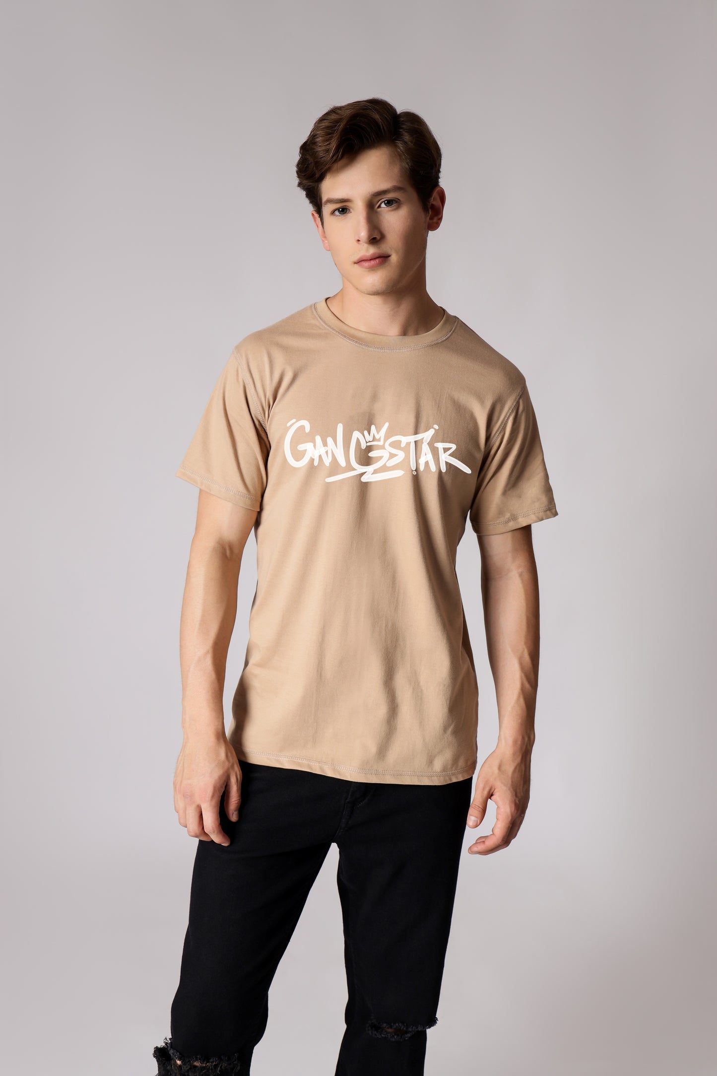 Starton Apparel Men's Pure Cotton Regular Fit Beige T-Shirt