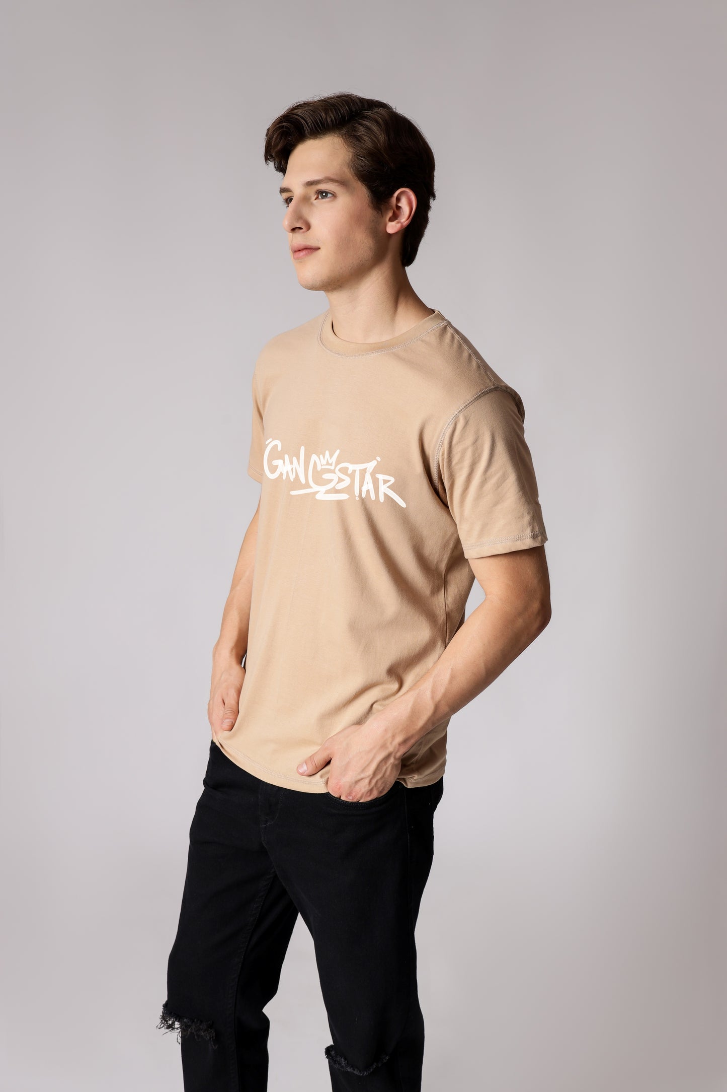 Starton Apparel Men's Pure Cotton Regular Fit Beige T-Shirt