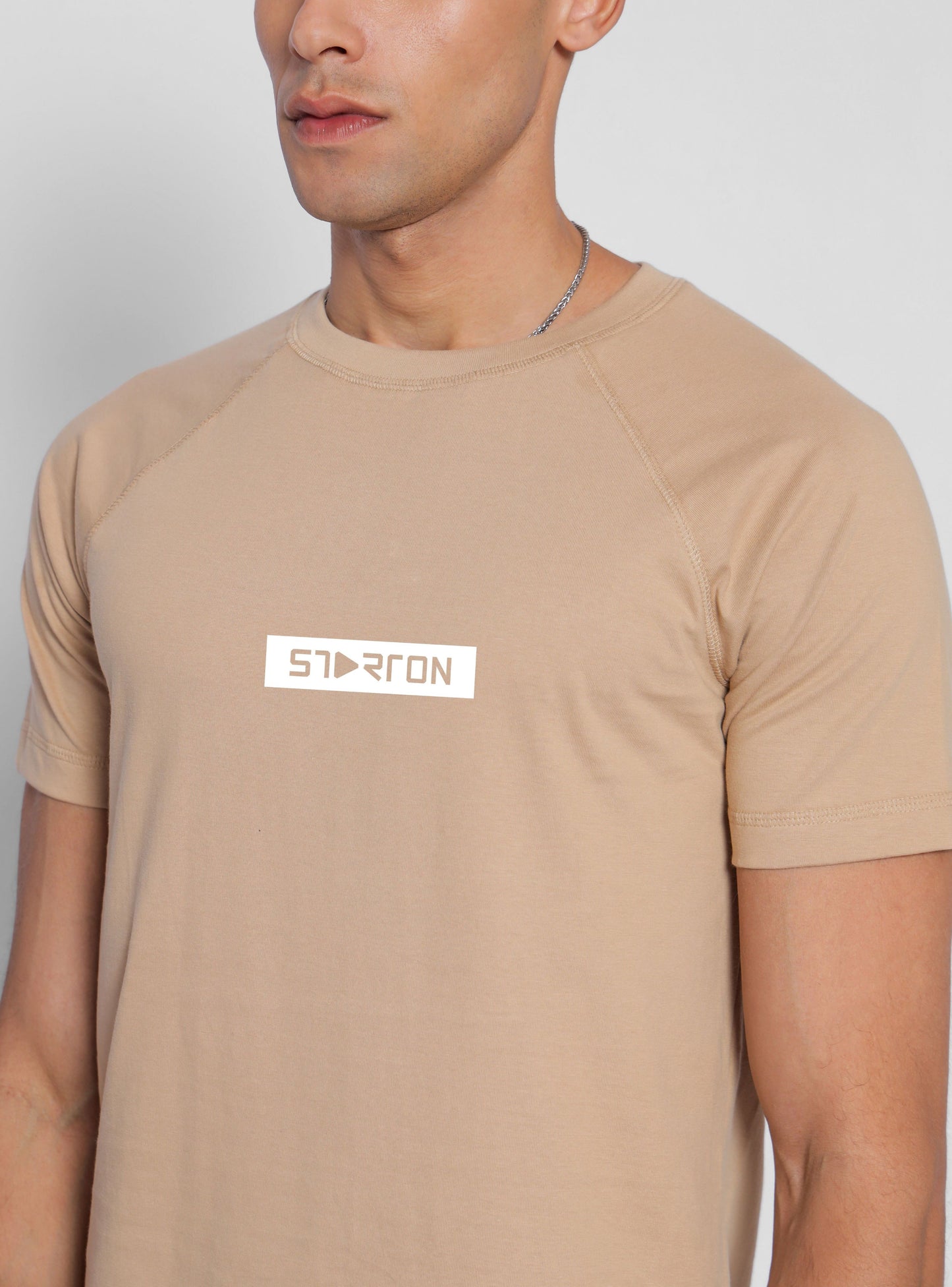 Starton Apparel Men's Round Neck Raglan Sleeve T-Shirt Combed Cotton (STM-004 Beige)