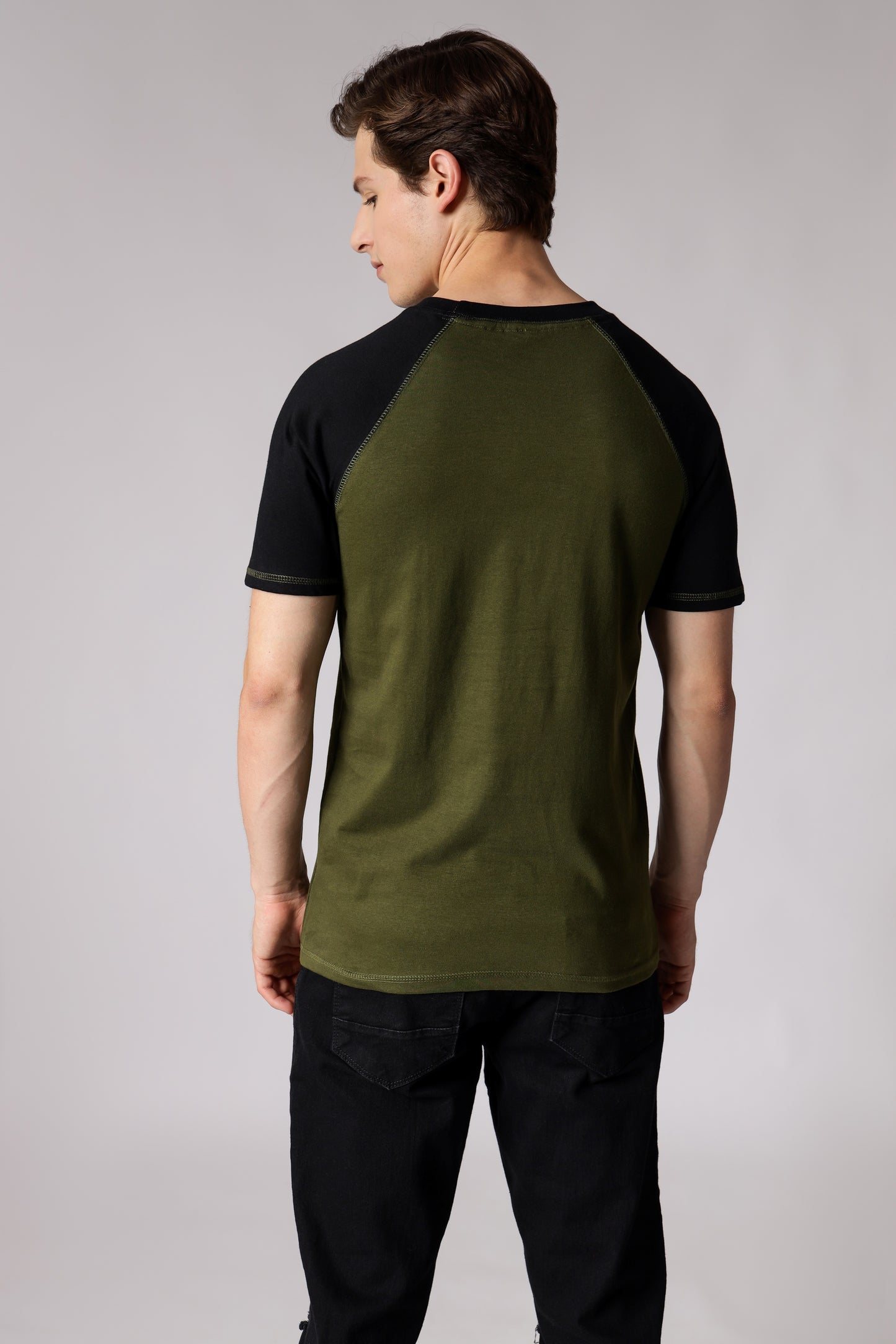 Starton Apparel Olive Black Raglan Sleeve T-Shirt Men (STM-008)
