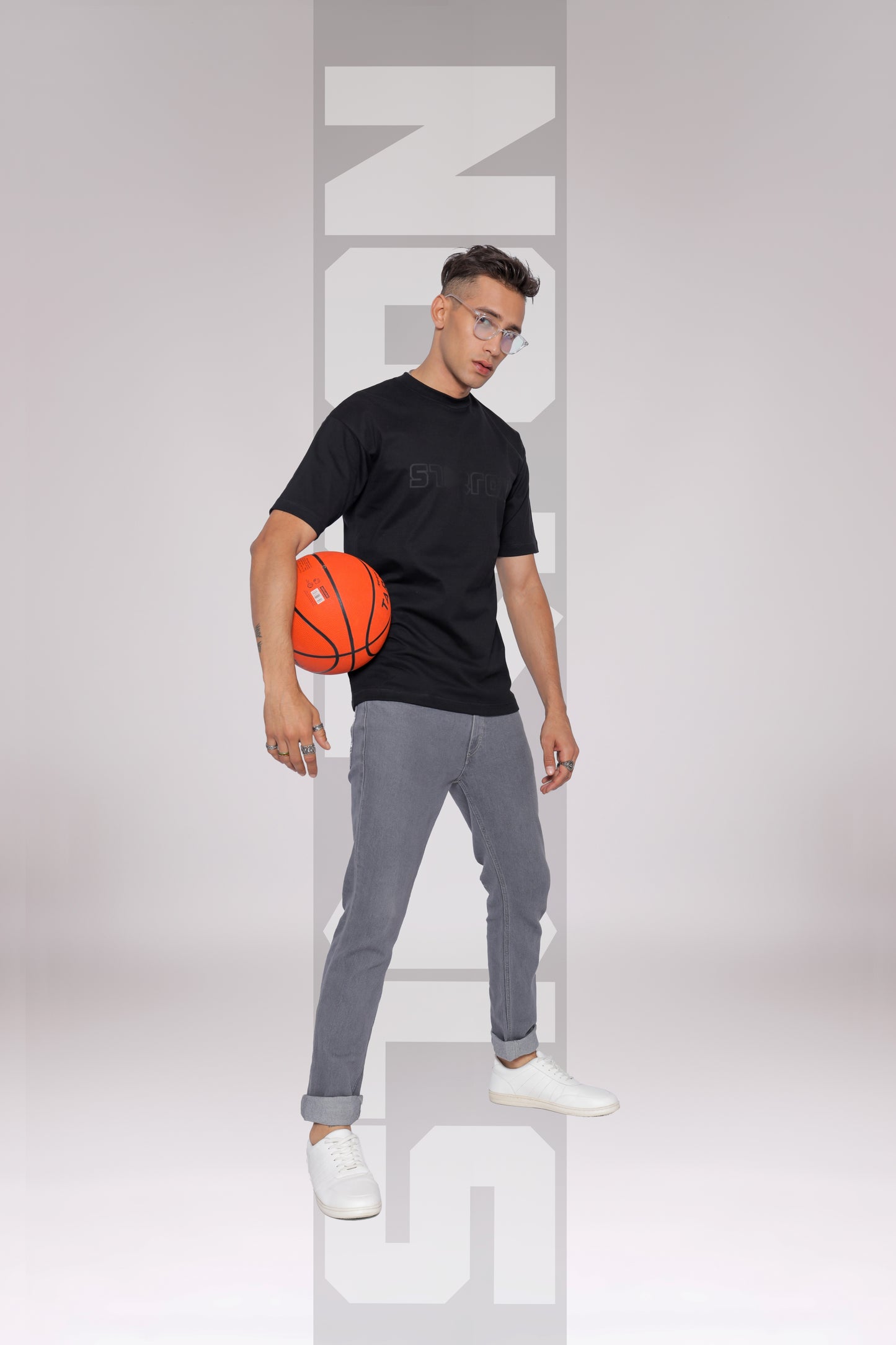 Starton Apparel 100% Cotton Oversize Loose Fit Drop Shoulder Half Sleeve T-Shirt Men Heavy Weight 220 GSM (STM-031 Black)