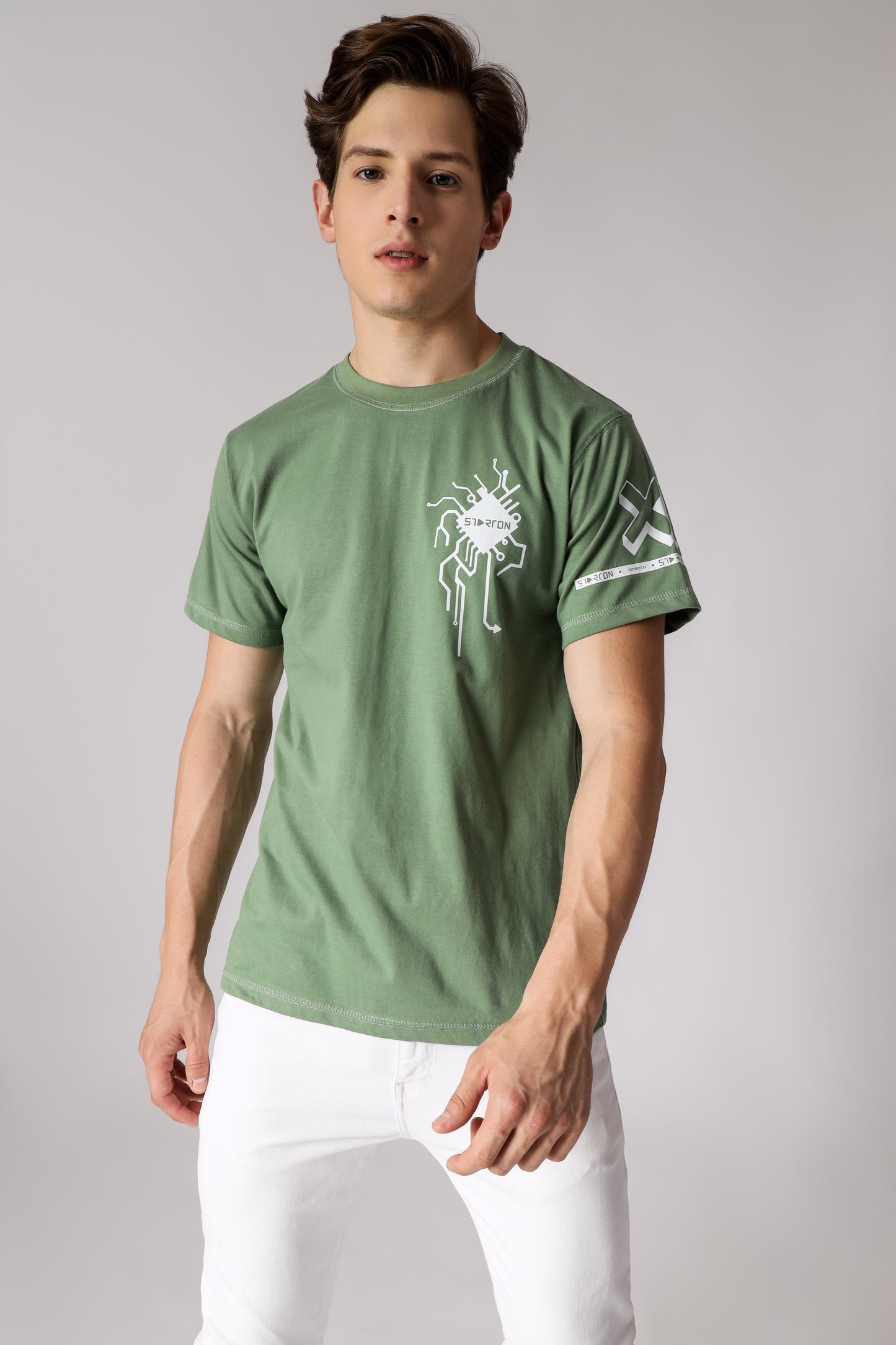 Starton Apparel Men's Regular Fit Round Neck Half Sleeved T-Shirt AI H-Chip (STM-016 Mint Green)