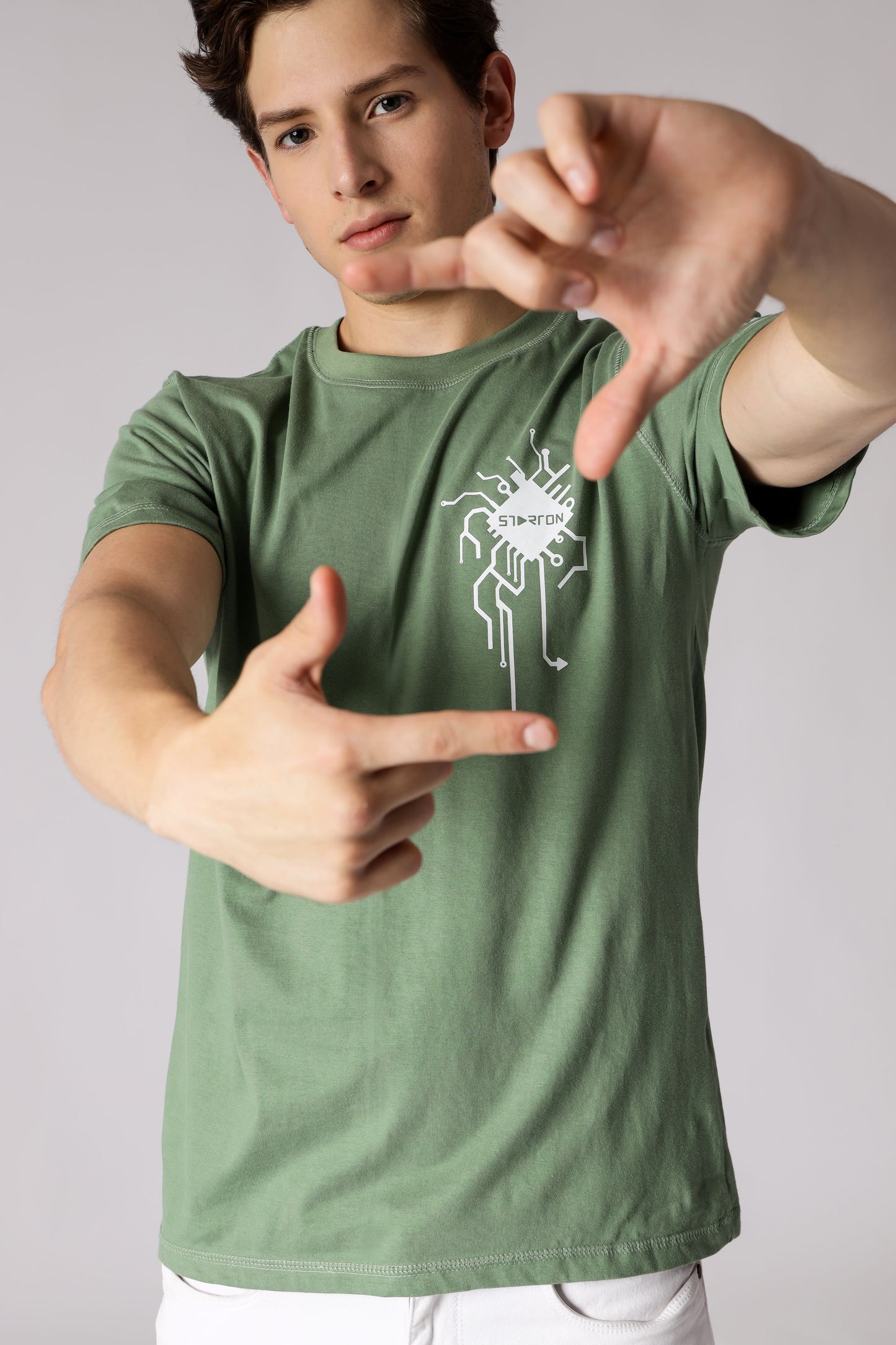 Starton Apparel Men's Regular Fit Round Neck Half Sleeved T-Shirt AI H-Chip (STM-016 Mint Green)