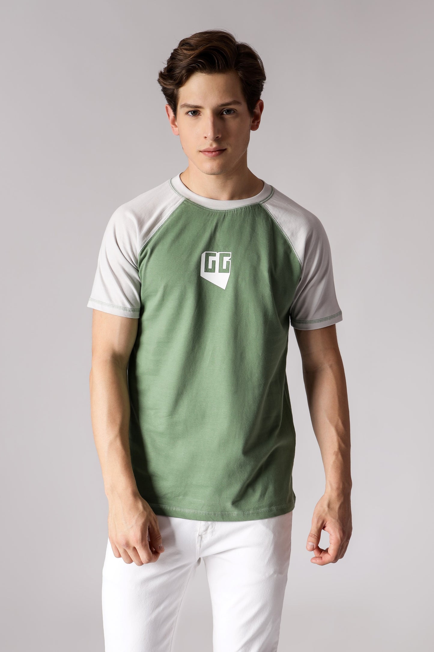Starton Apparel Men's Round Neck Raglan Sleeve T-Shirt 3D GG Print (STM-010)