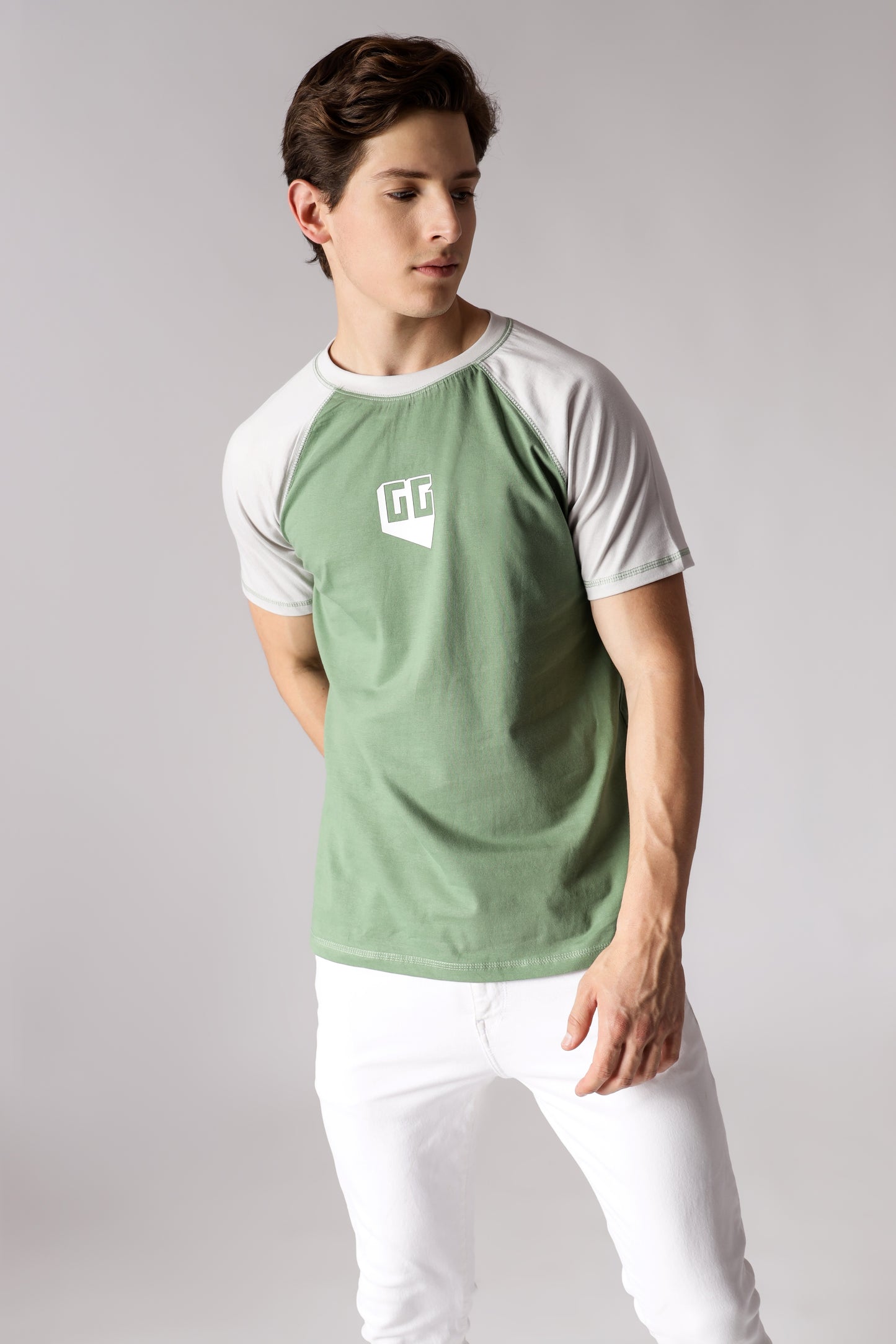 Starton Apparel Men's Round Neck Raglan Sleeve T-Shirt 3D GG Print (STM-010)