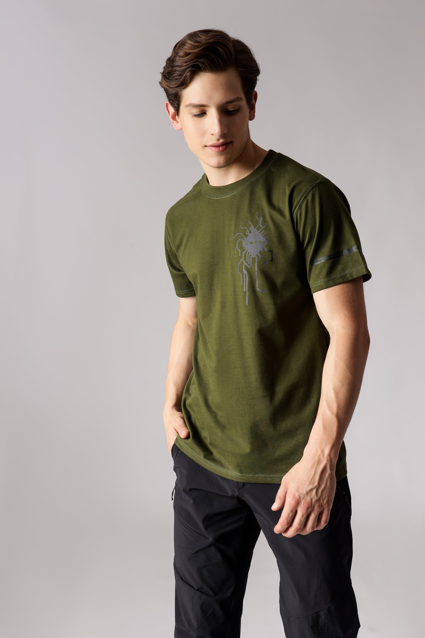 Starton Apparel Men's Regular Fit Round Neck Half Sleeved T-Shirt AI H-Chip (STM-016 Olive Green)