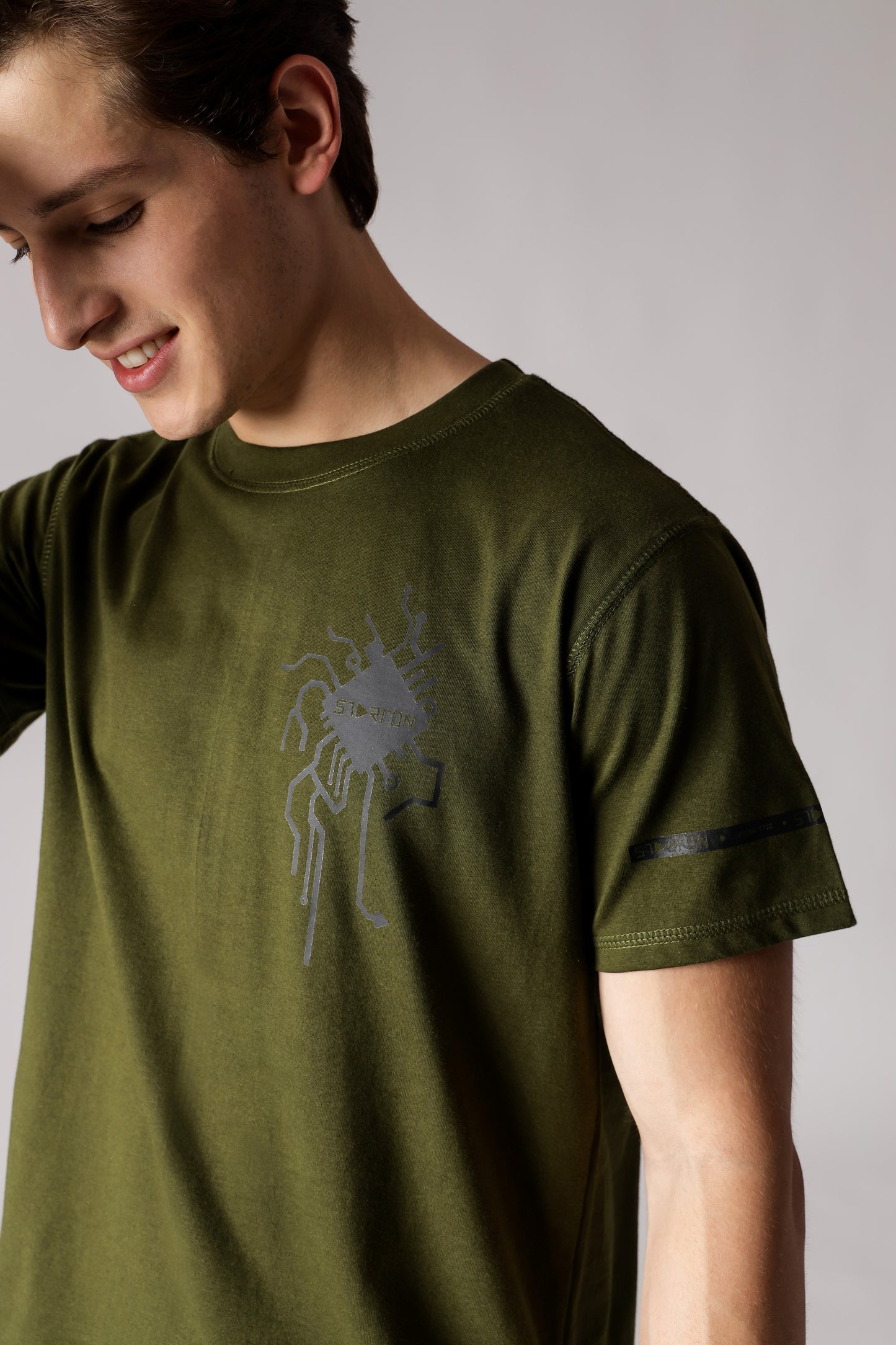Starton Apparel Men's Regular Fit Round Neck Half Sleeved T-Shirt AI H-Chip (STM-016 Olive Green)