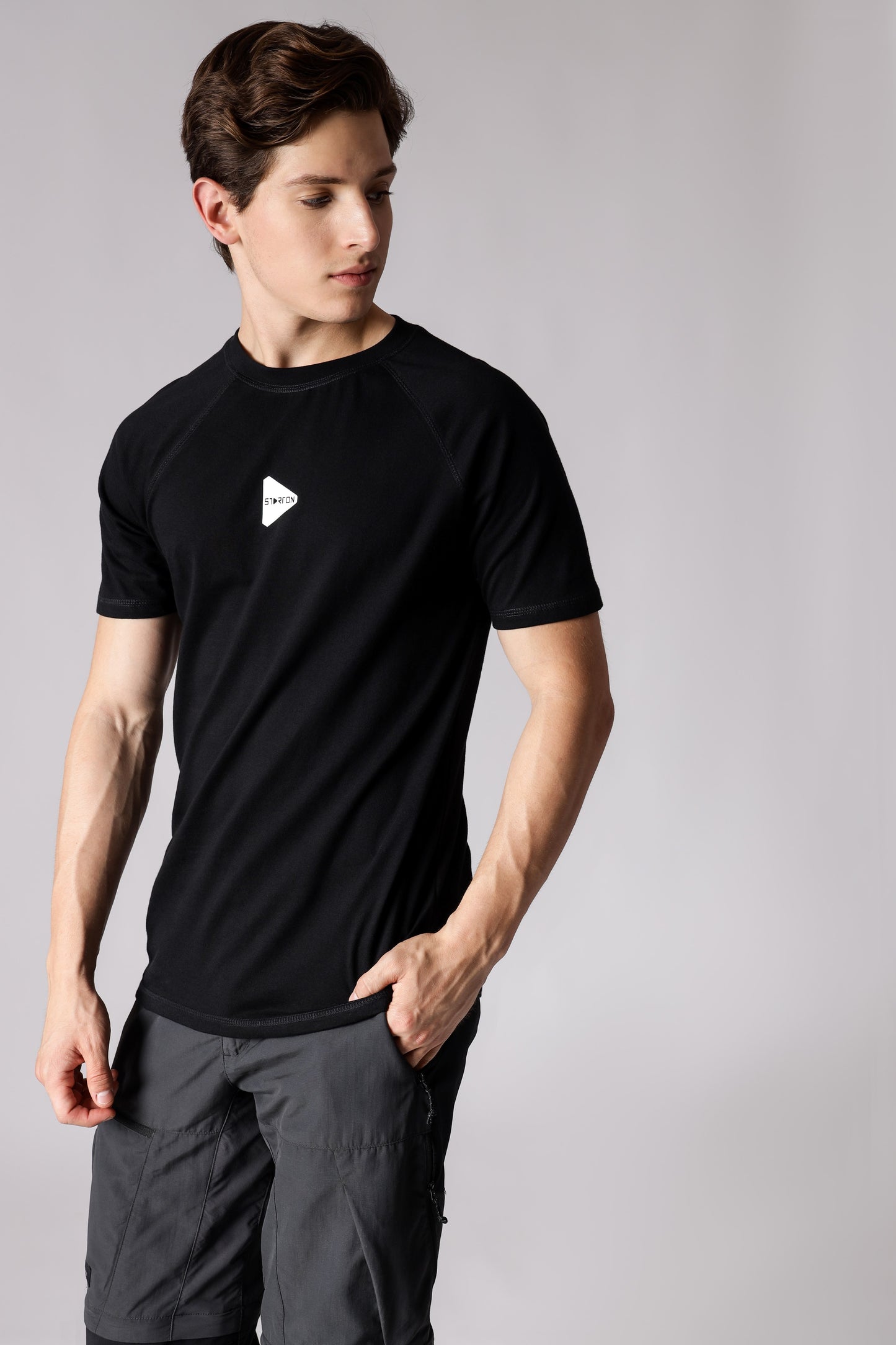 Starton Apparel Trending Smart Slim Fit Cotton Black Raglan T Shirt Men's Regular Fit Round Neck Half Sleeved T-Shirt (STM-006)