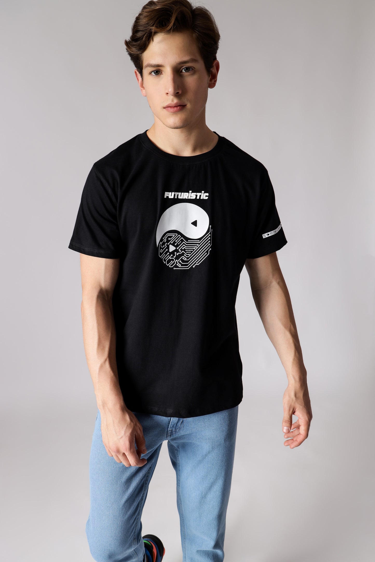 Starton Apparel Regular Fit 100% Cotton Futuristic Yin-Yang T-Shirt