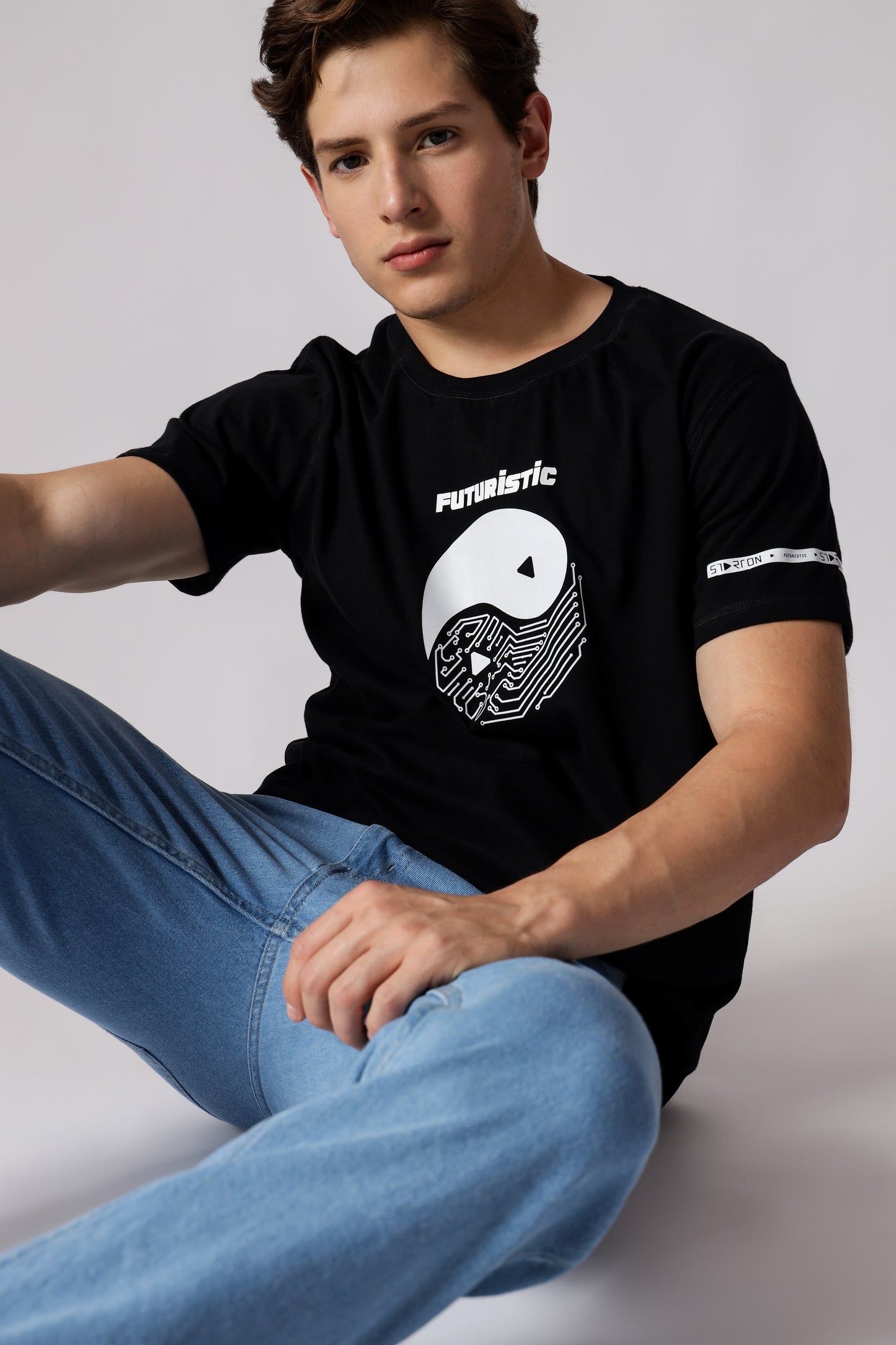Starton Apparel Regular Fit 100% Cotton Futuristic Yin-Yang T-Shirt