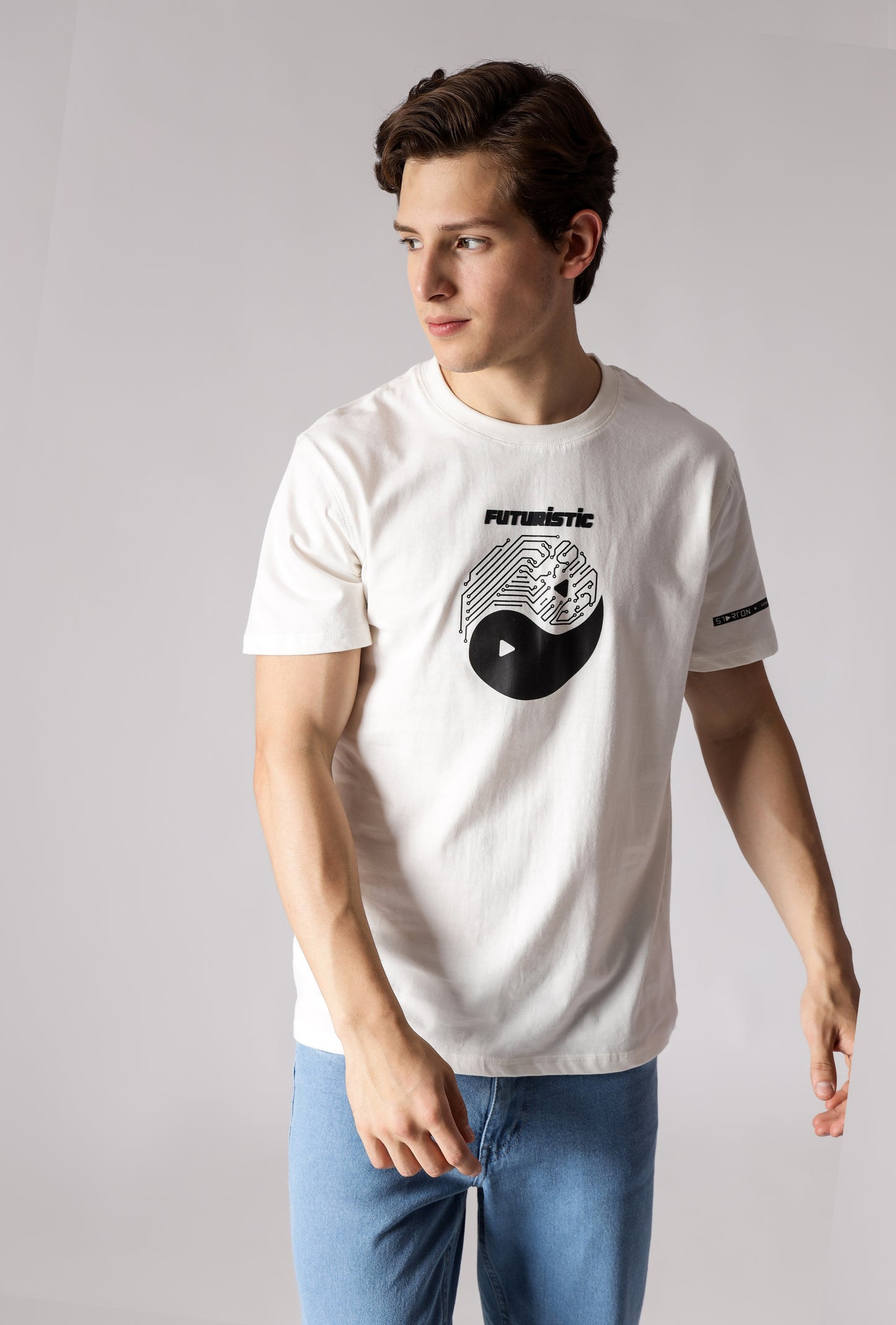 Starton Apparel Regular Fit 100% Cotton Futuristic Yin-Yang T-Shirt