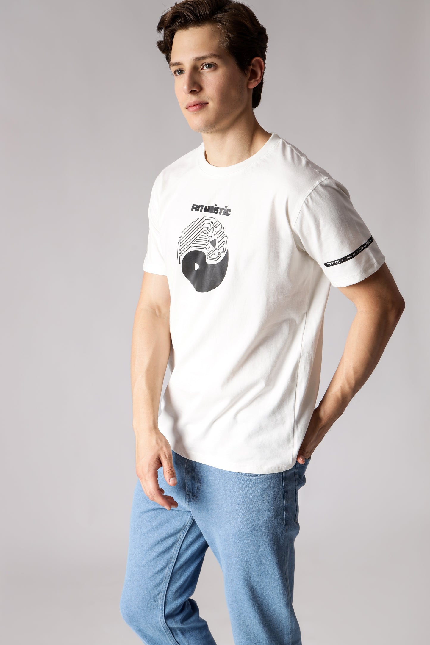 Starton Apparel Regular Fit 100% Cotton Futuristic Yin-Yang T-Shirt