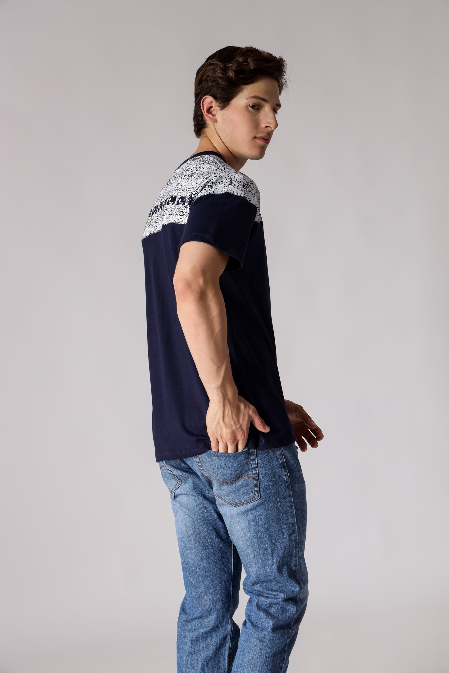 Starton Apparel Men's Round Neck T-Shirt Next Gen White B-Code (STM-019 Blue)