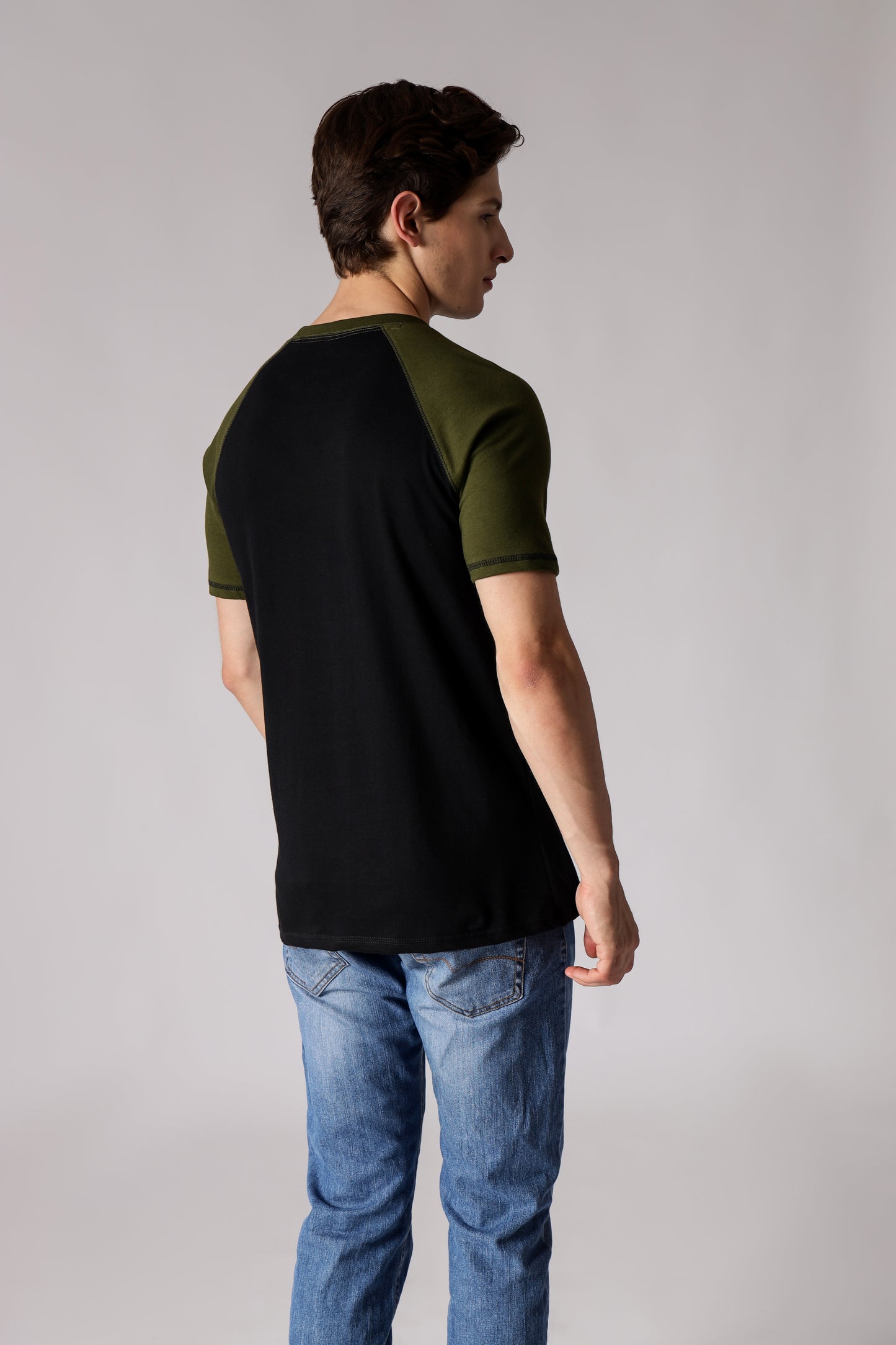 Starton Apparel Men's Round Neck Short Sleeve T-Shirt Combed Cotton Black Olive 3D Print (STM-009)