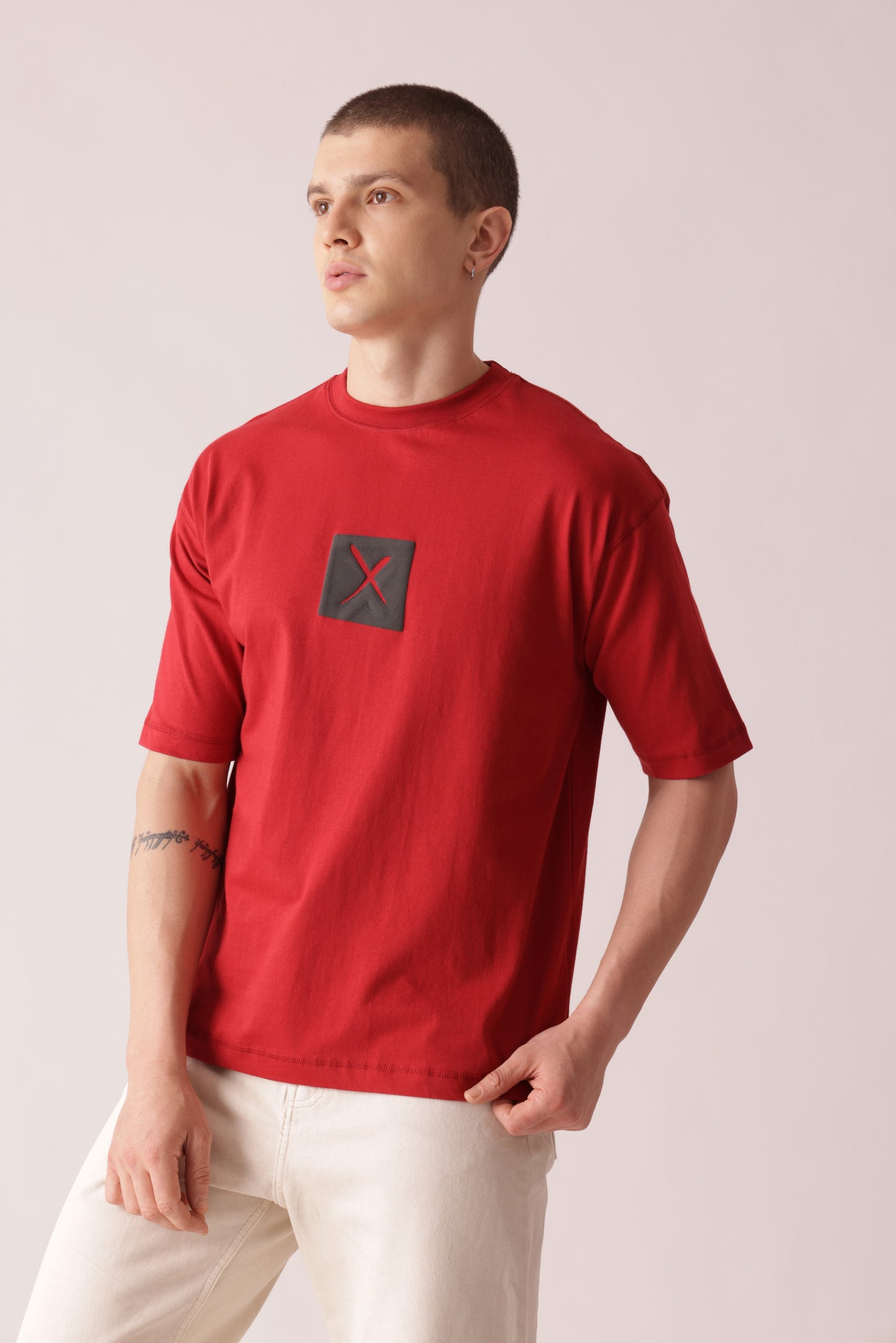 Starton Apparel Cotton Drop Shoulder Oversized T-Shirt tic tac toe Back Printed
