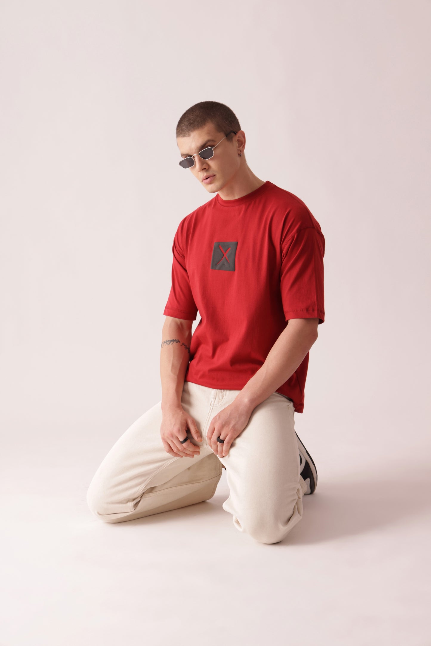 Starton Apparel Cotton Drop Shoulder Oversized T-Shirt tic tac toe Back Printed