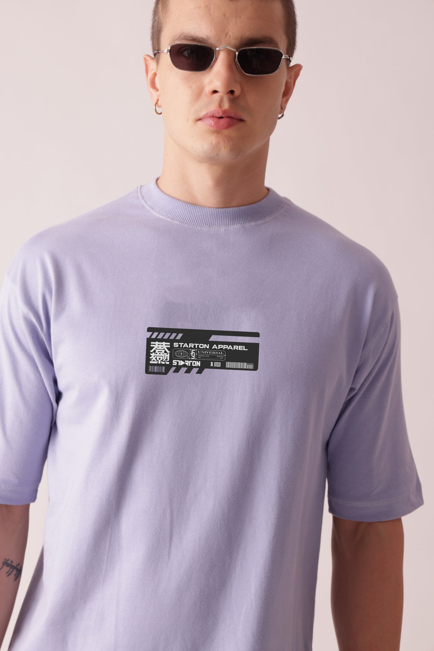 Starton Apparel 100% Cotton Oversize Loose Fit Drop Shoulder Extraction Graphic Print SKY BLUE