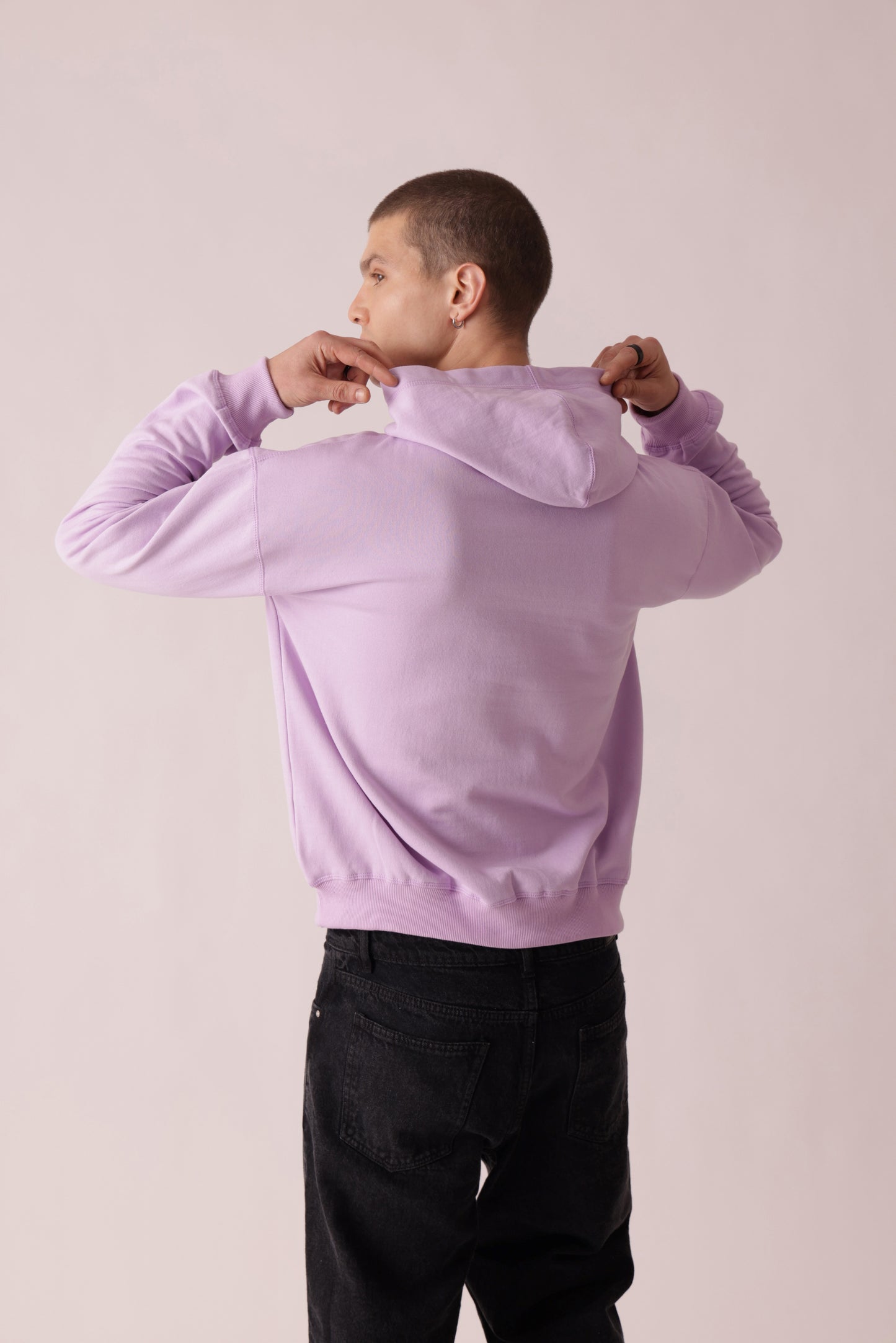Starton Apparel Cotton Blend Lavender Neck Cover Oversized Hoodie