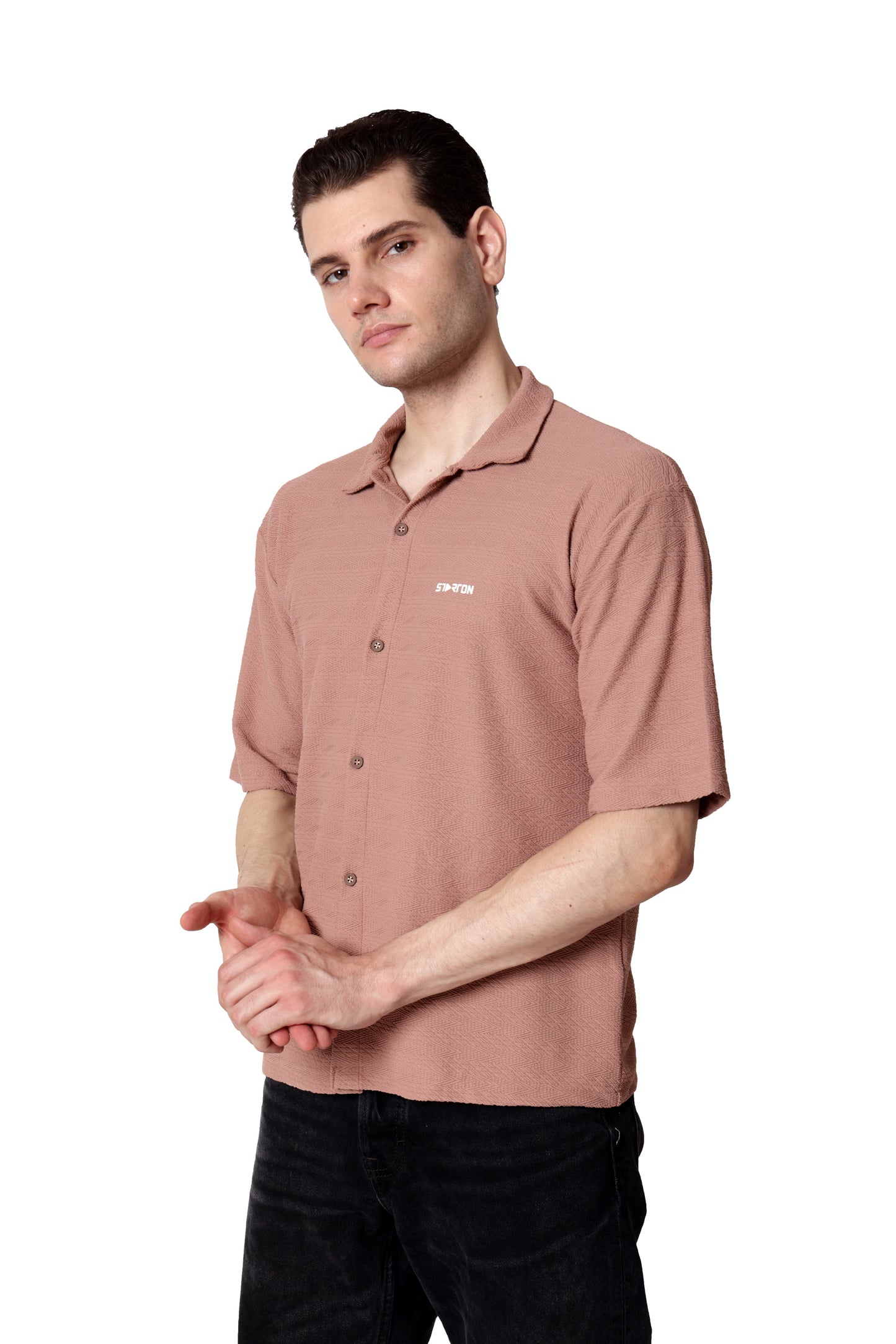 Starton Apparel Half Sleeve Cuban Collar Shirt Men Beige