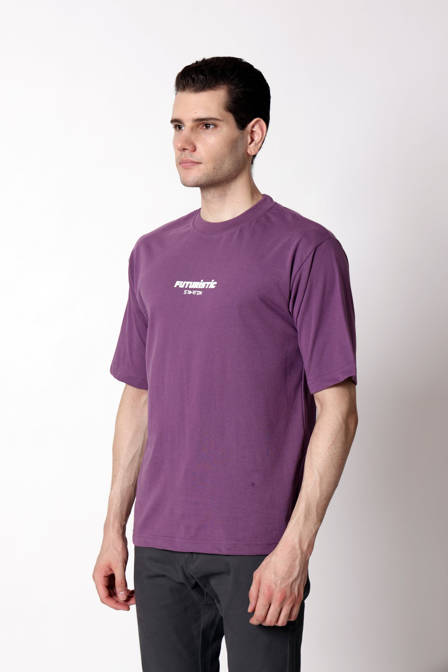 Starton Apparel 100% Cotton Oversize Loose Fit Drop Shoulder Half Sleeve T-Shirt for Men (STM-035 Lavender)