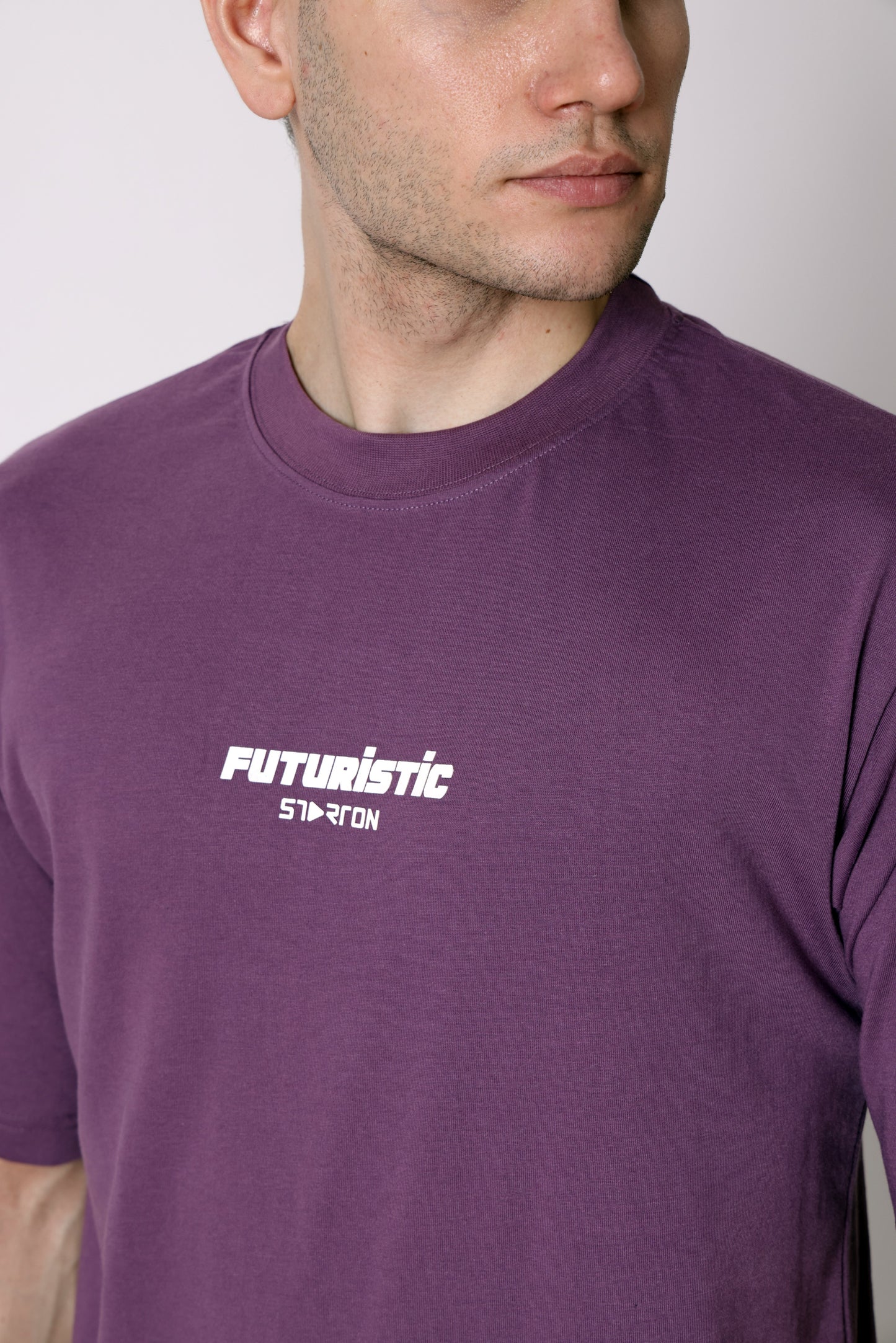 Starton Apparel 100% Cotton Oversize Loose Fit Drop Shoulder Half Sleeve T-Shirt for Men (STM-035 Lavender)