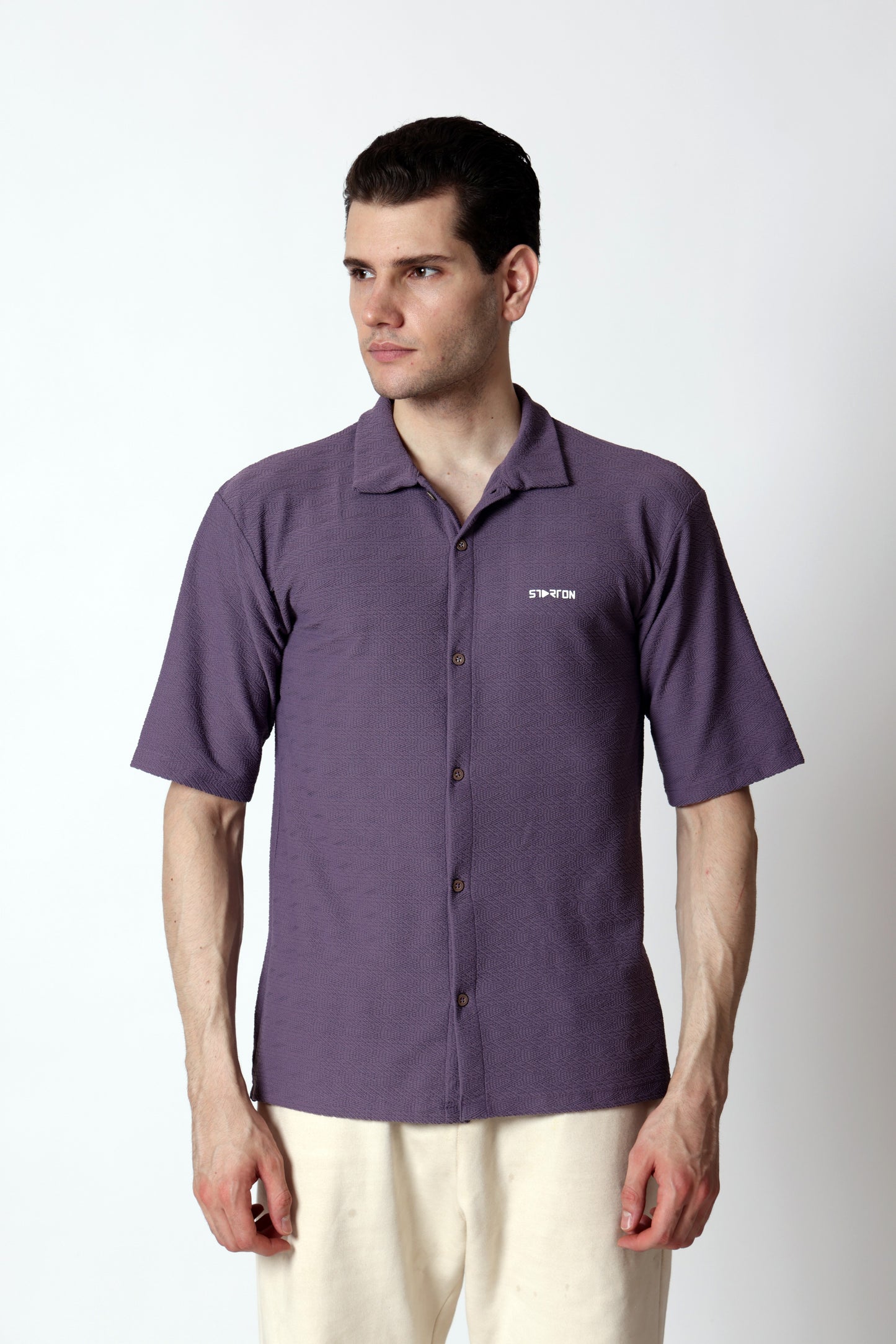Starton Apparel Half Sleeve Cuban Collar Shirt Men Lavander