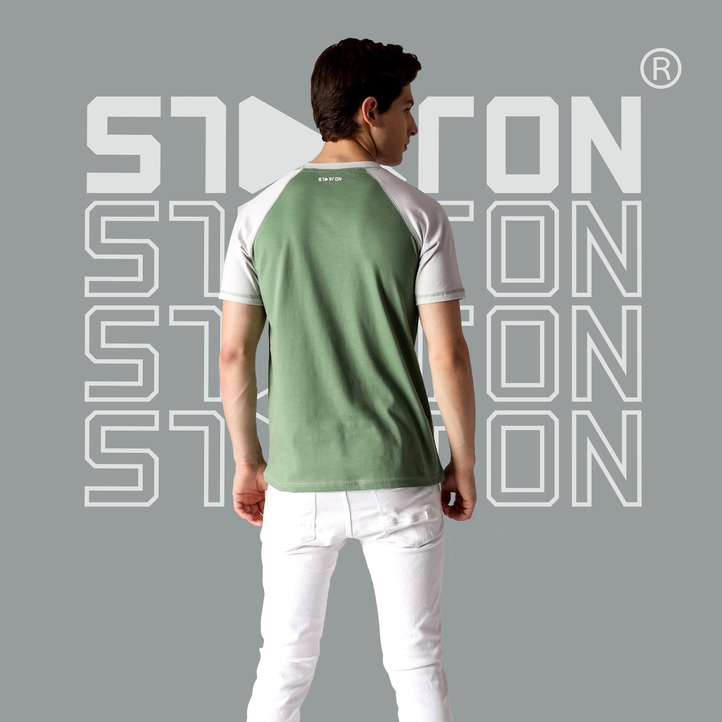 Starton Apparel Men's Round Neck Raglan Sleeve T-Shirt 3D GG Print (STM-010)