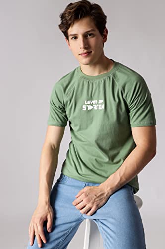 Starton Men's Round Neck T-Shirt Short Sleeve 3D Print Level Up (STM-011)