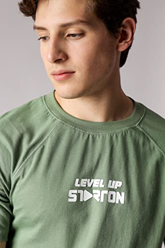 Starton Men's Round Neck T-Shirt Short Sleeve 3D Print Level Up (STM-011)