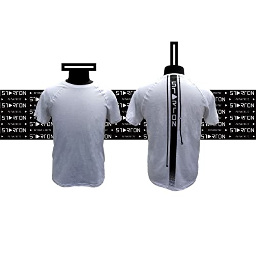 STARTON Men's Round Neck Short Sleeve T-Shirt Vertical Back Print(STM-005)
