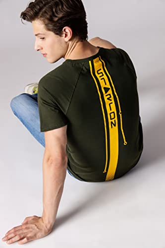 STARTON Men's Round Neck Short Sleeve T-Shirt Vertical Back Print(STM-005)