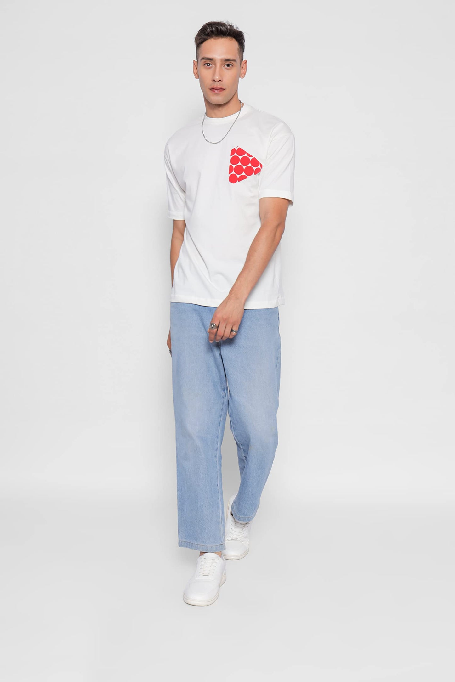 Starton Apparel Trendy Men's Round Neck 100% Pure Pre Combed Cotton Silicone and biowashed Oversize Loose Fit Drop Shoulder Half Sleeve 3D Puff Print T-Shirt for Men (STM-032)