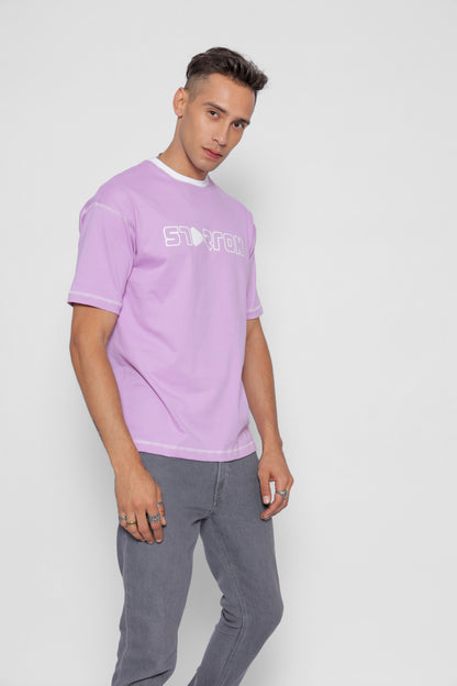 Starton Apparel Crew Neck 100% Cotton Drop Shoulder Half Sleeve T-Shirt for Men (STM-034 Lavender)