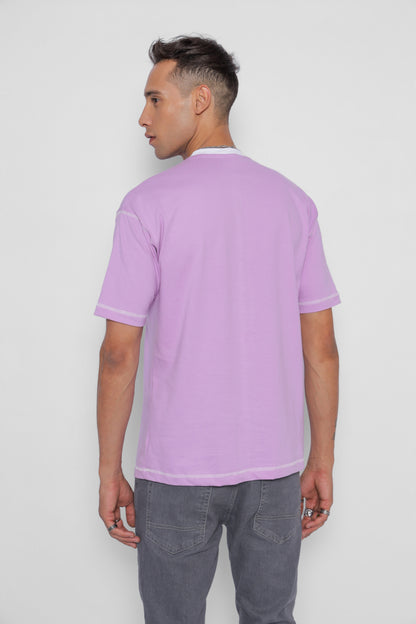 Starton Apparel Crew Neck 100% Cotton Drop Shoulder Half Sleeve T-Shirt for Men (STM-034 Lavender)