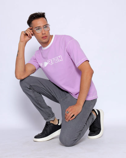 Starton Apparel Crew Neck 100% Cotton Drop Shoulder Half Sleeve T-Shirt for Men (STM-034 Lavender)