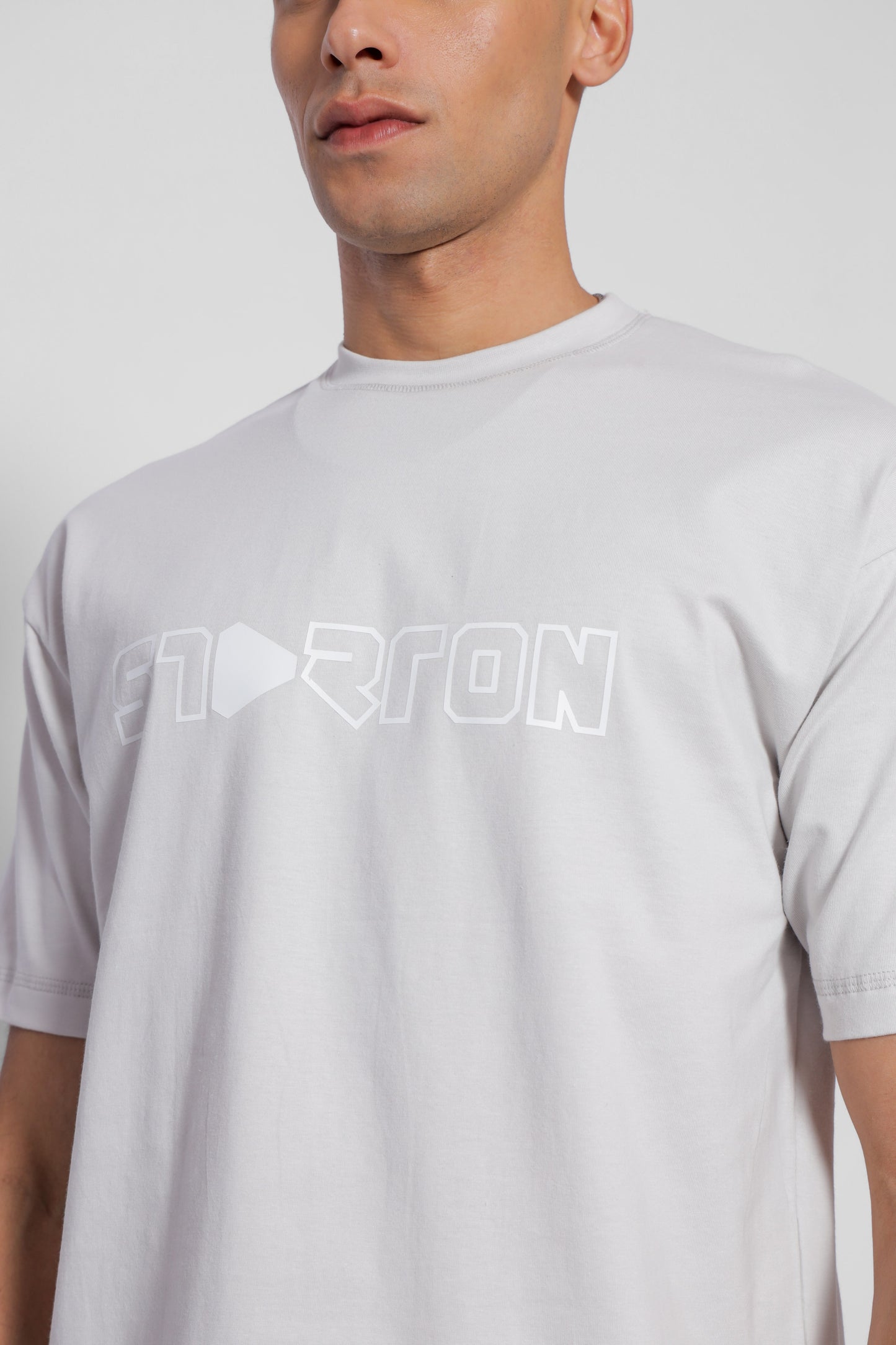Starton Apparel Cotton Drop Shoulder Light Grey Oversized T-Shirt