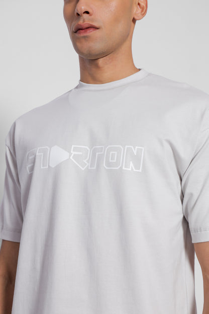 Starton Apparel Cotton Drop Shoulder Light Grey Oversized T-Shirt