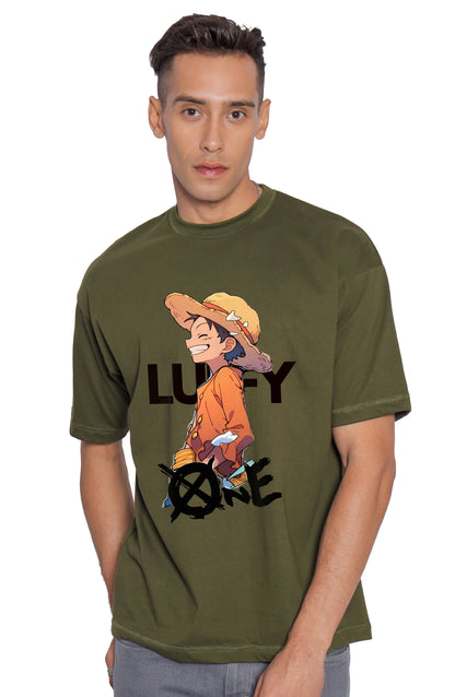 Starton Apparel Unisex Cotton T-Shirt Monkey D. Luffy Roronoa Zoro Anime Graphic Oversized T Shirt for Men and Women Drop Shoulder Loose Baggy Fit Unisex