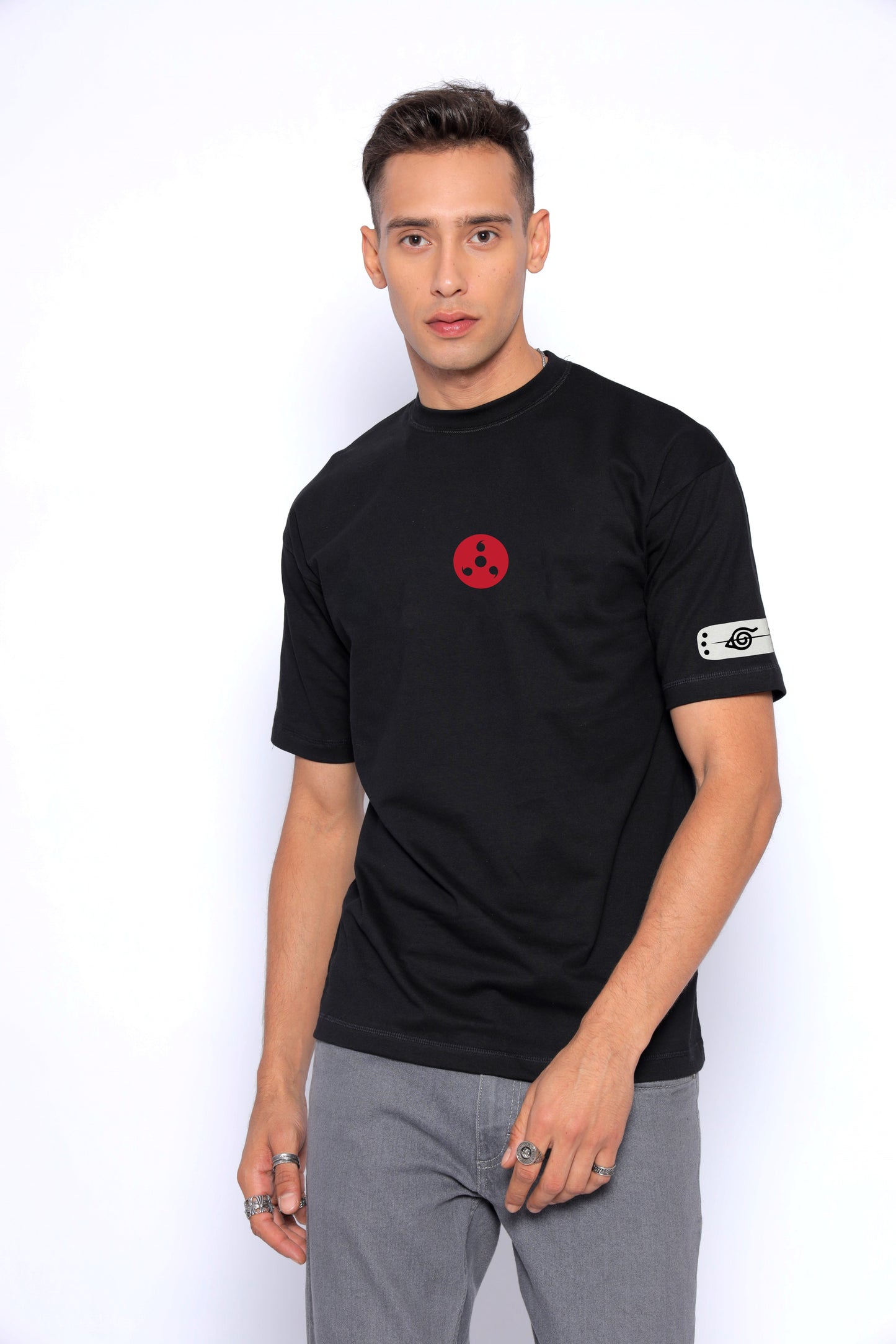 Starton Apparel Trendy Men's Round Neck Combed Cotton Oversize Loose Fit Drop Shoulder Anime Print (STM-033)