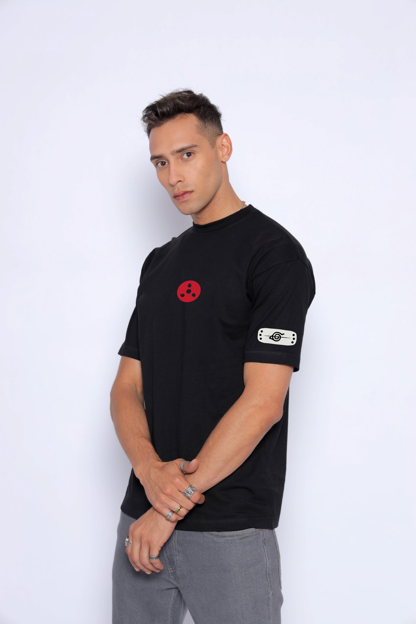 Starton Apparel Trendy Men's Round Neck Combed Cotton Oversize Loose Fit Drop Shoulder Anime Print (STM-033)