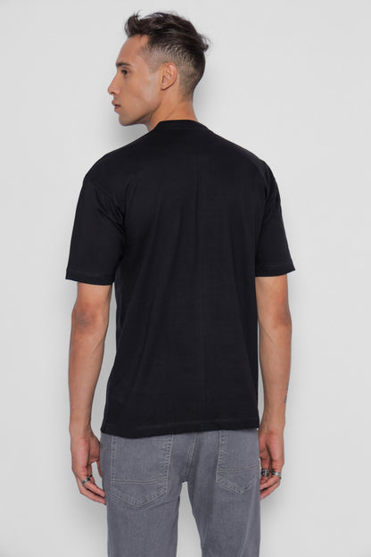 Starton Apparel 100% Cotton Oversize Loose Fit Drop Shoulder Half Sleeve T-Shirt Men Heavy Weight 220 GSM (STM-031 Black)