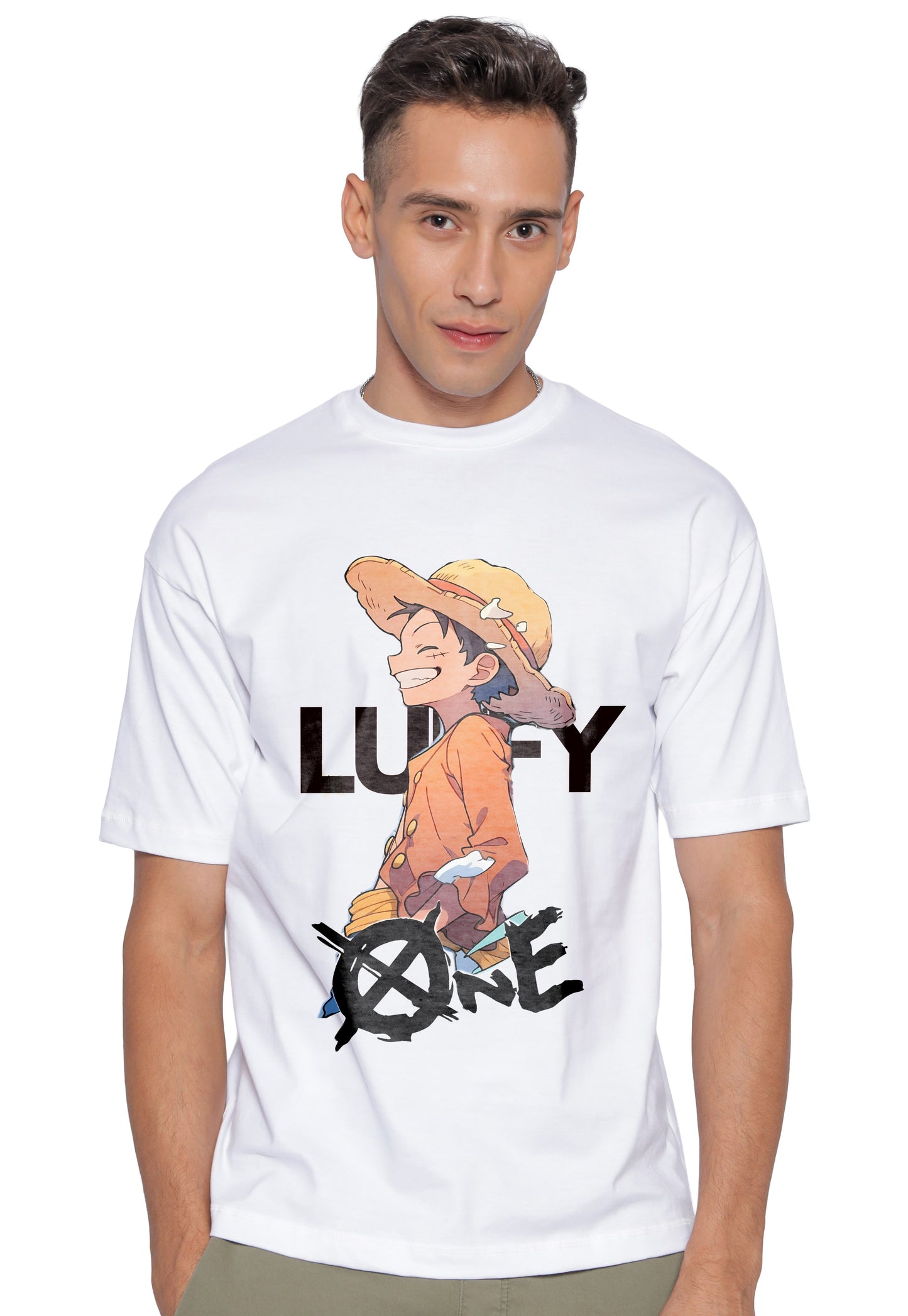 Starton Apparel Unisex Cotton T-Shirt Monkey D. Luffy Roronoa Zoro Anime Graphic Oversized T Shirt for Men and Women Drop Shoulder Loose Baggy Fit Unisex