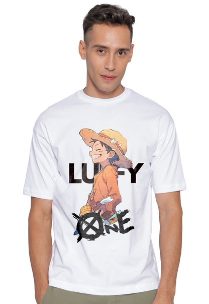 Starton Apparel Unisex Cotton T-Shirt Monkey D. Luffy Roronoa Zoro Anime Graphic Oversized T Shirt for Men and Women Drop Shoulder Loose Baggy Fit Unisex